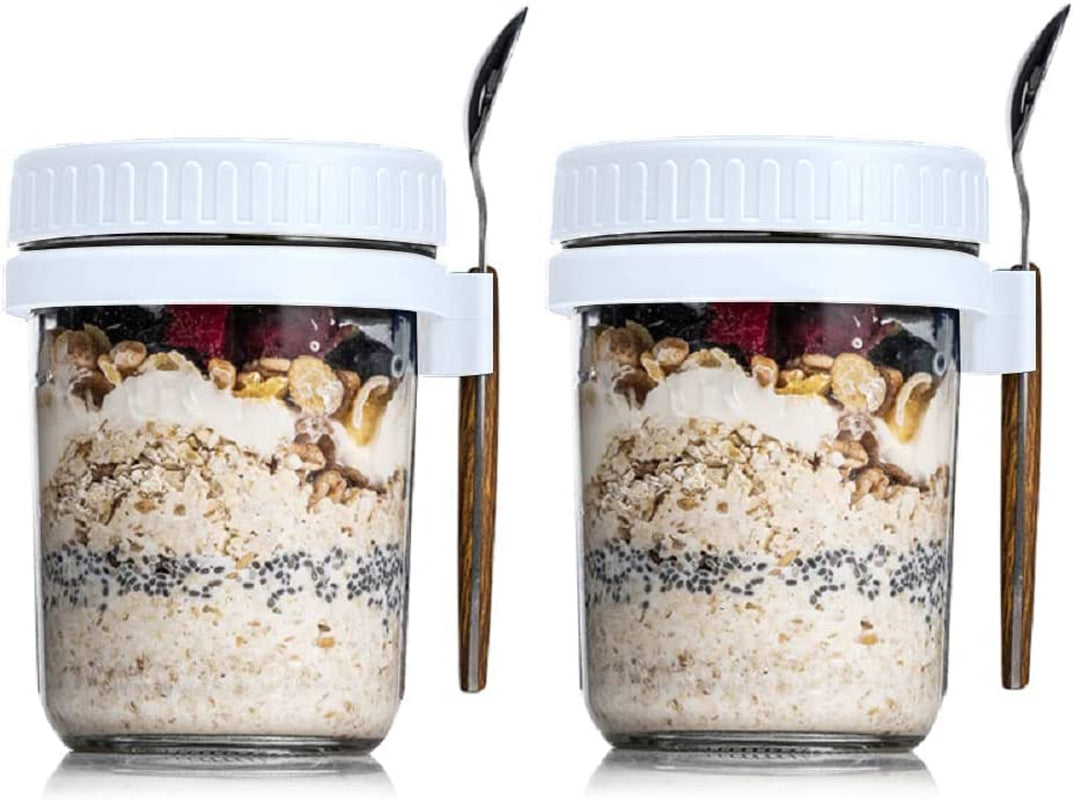 Overnight Oats Jars With Lid And Spoon , Large Capacity Airtight