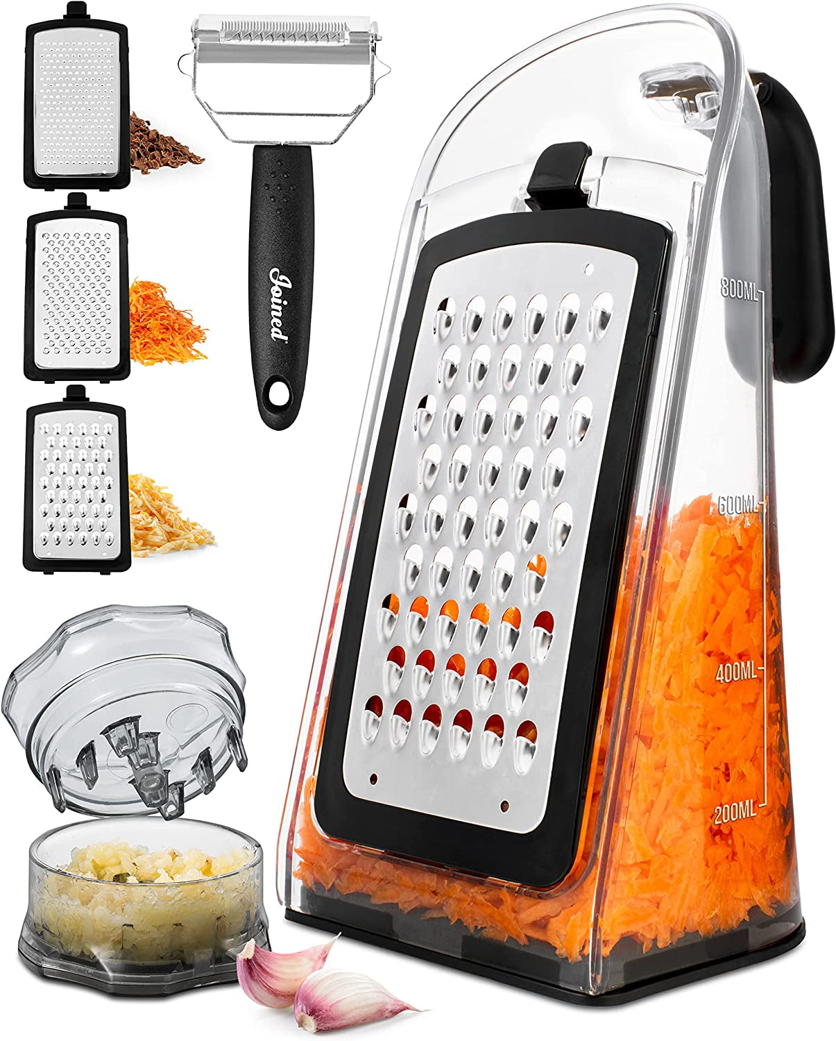 Cheese Grater with Container and Lid & Peeler Set - Vegetable