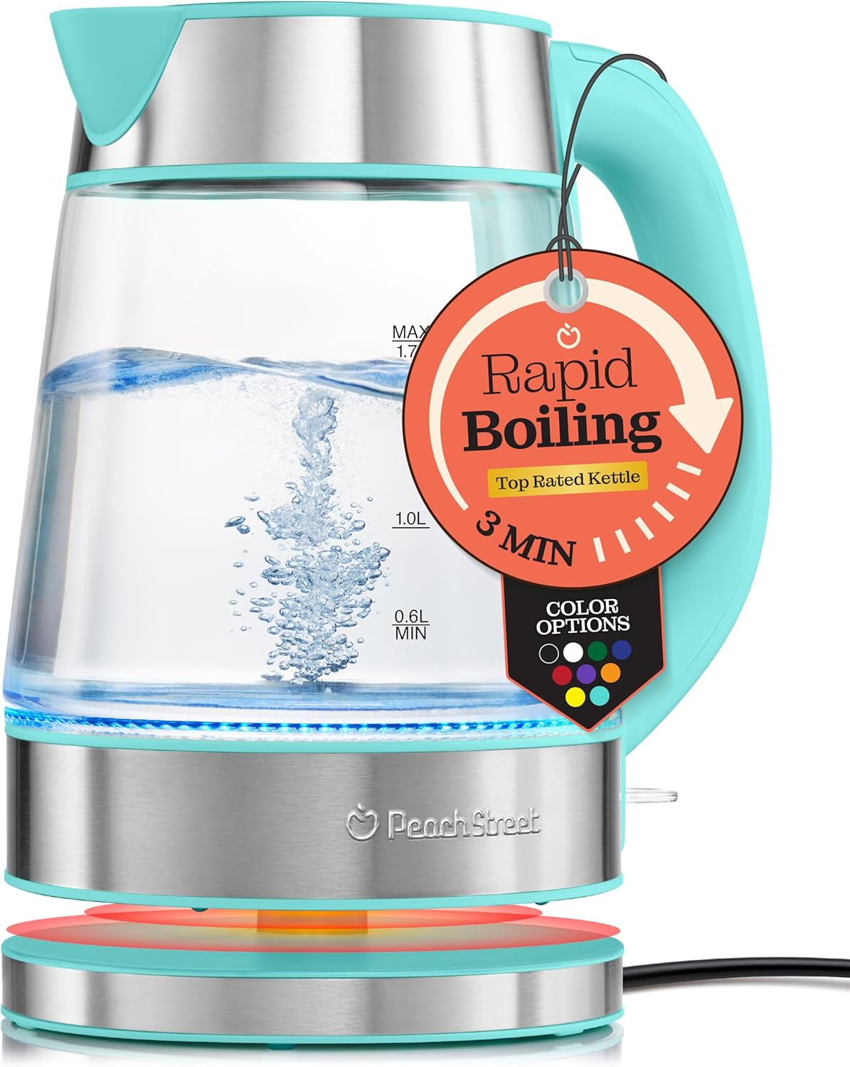 Speed-Boil Electric Kettle for Coffee & Tea - 1.7L Water Boiler 1500W