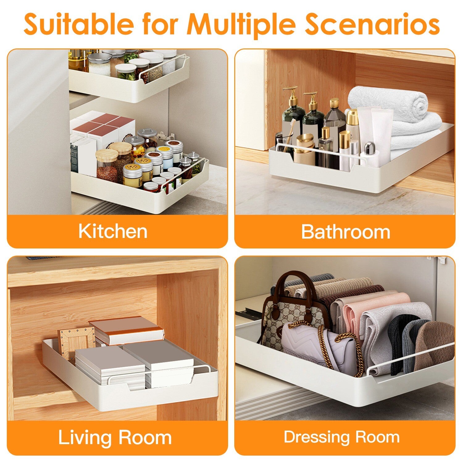 Pull Out Cabinet Organizer – Sliding Kitchen Cabinet Storage Shelf for Under Sink & Pantry Organization