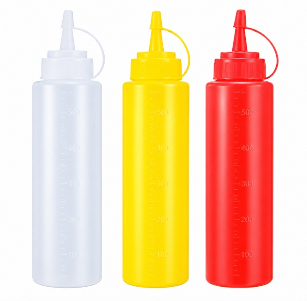 3-Pack 8 oz Condiment Squeeze Bottles with Measurement Lines