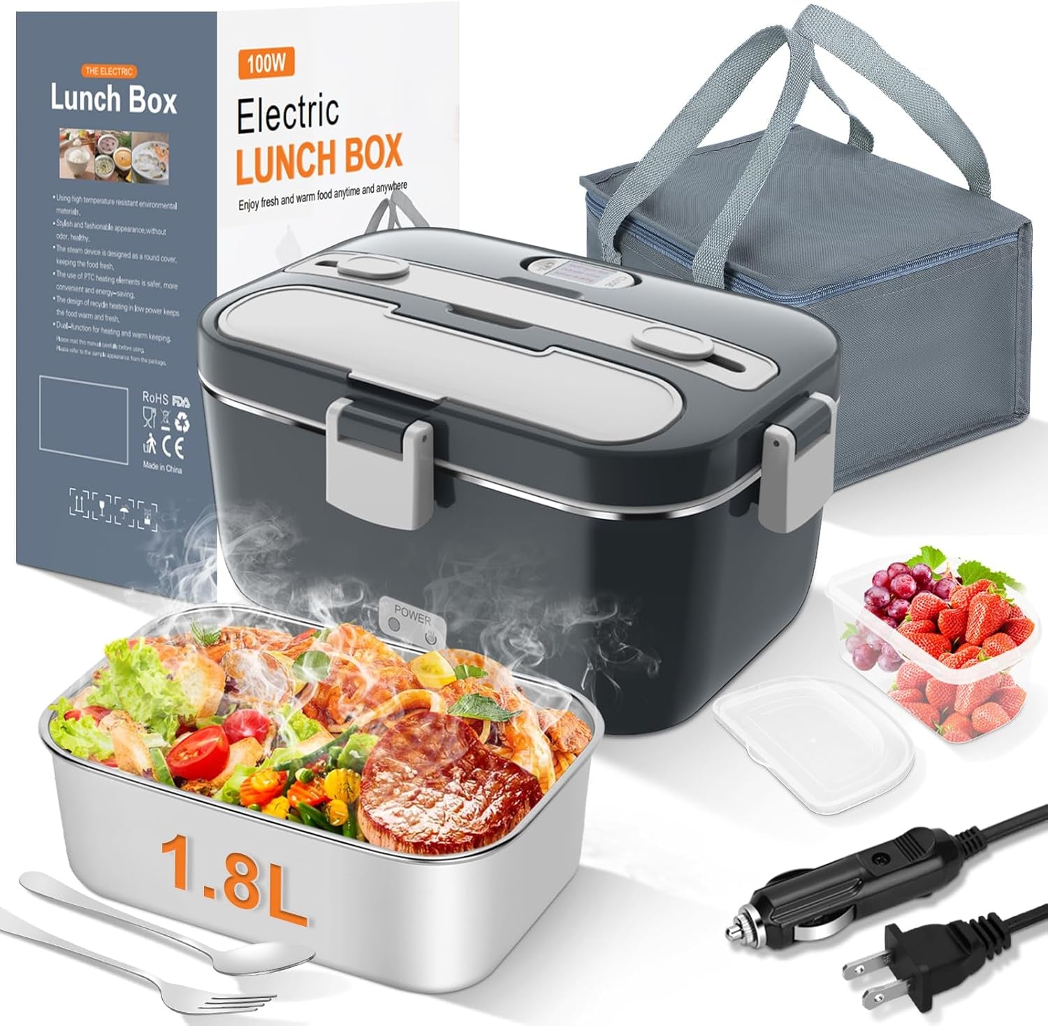 Portable Electric Heated Lunch Box – 1.8L 100W Food Warmer