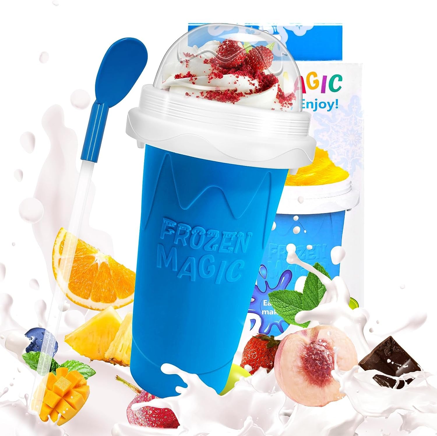 Magic Slushy & Smoothie  Maker Cup with Lid & Straw 