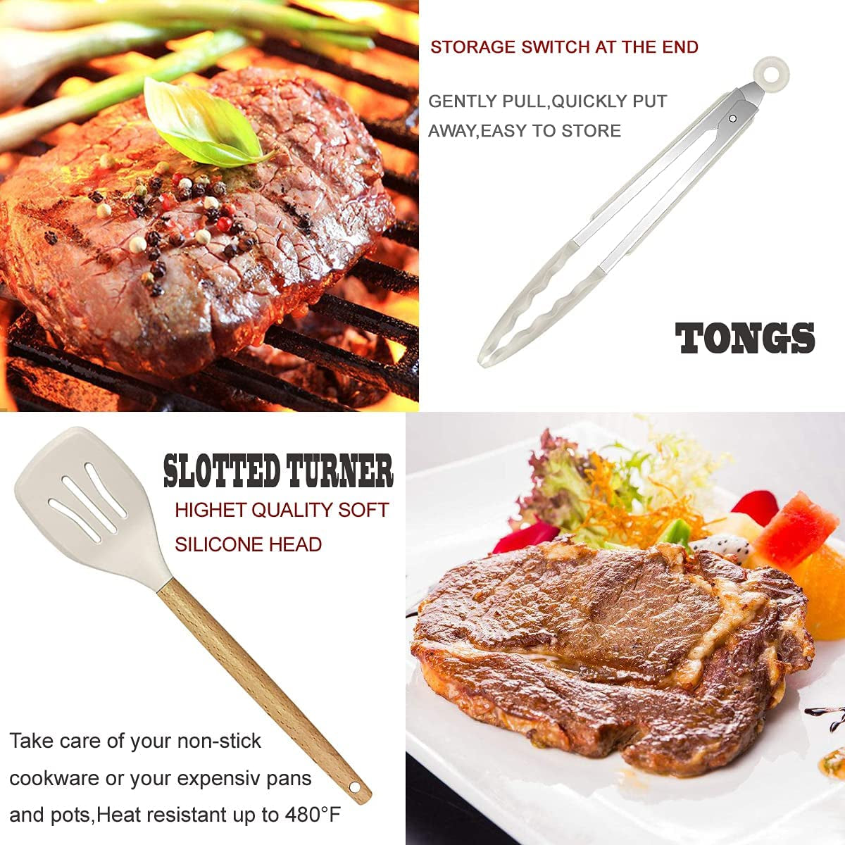 Ultimate Kitchen Utensils Set- 35 Pcs Cooking Utensils &  Kitchen Gadgets Tools Set for Nonstick Cookware