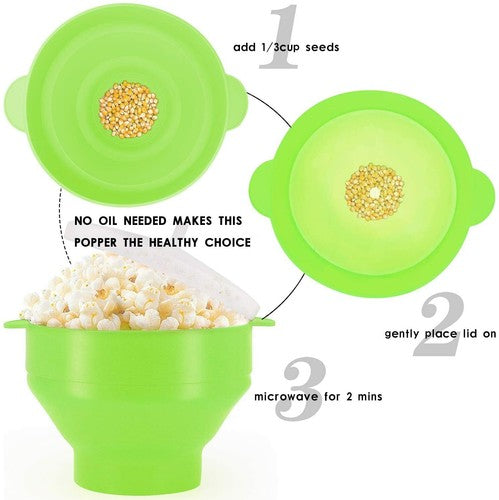 Collapsible Silicone Popcorn Popper – 2.5-Quart Microwave Bowl