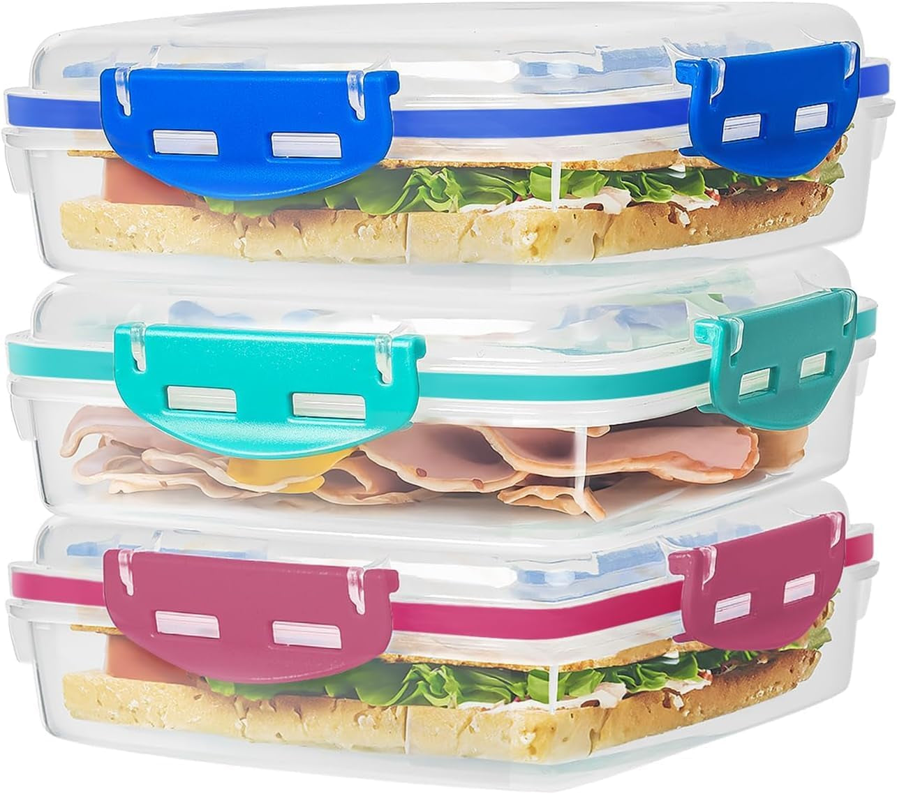 3 PCS Airtight Sandwich Containers with Lids 