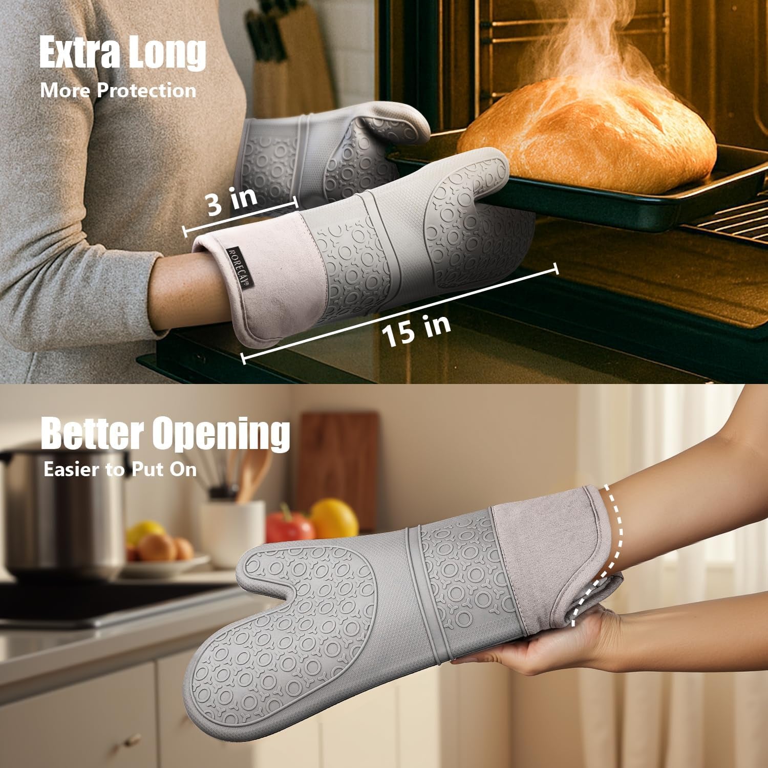 6-Piece Silicone Oven Mitts, Pot Holders & Trivets Set | 500°F Heat Resistant