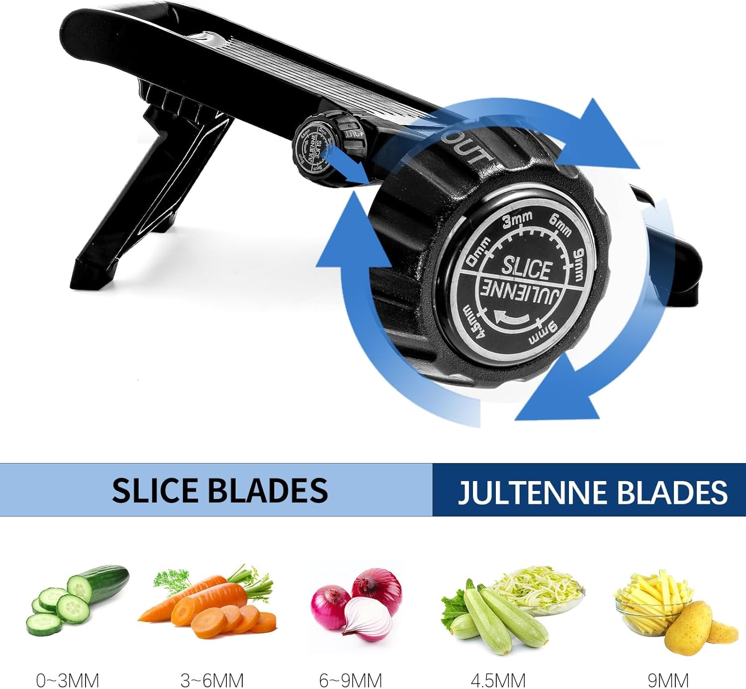 Adjustable Stainless teel Mandoline Slicer, Chopper  Julienne Cutter with Free Cut-Resistant Gloves 