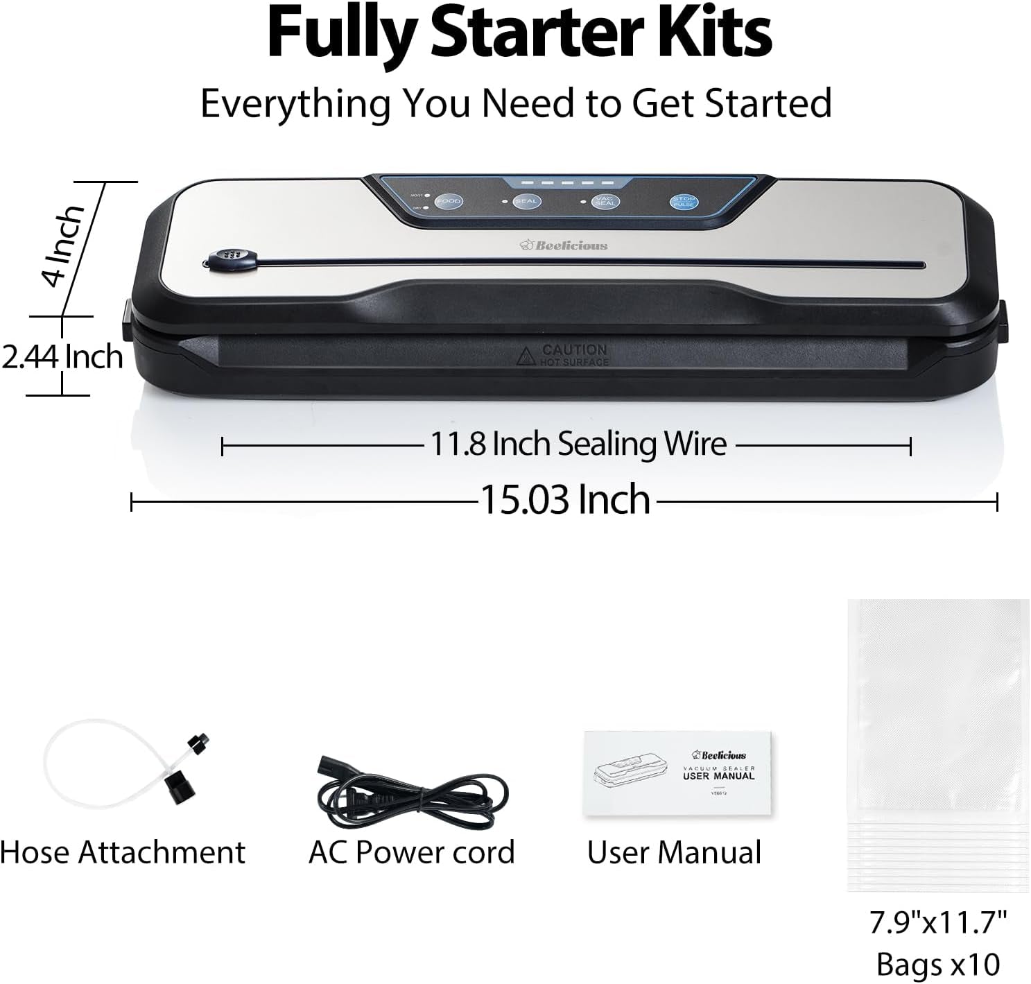 Premium 8-in-1 Vacuum Sealer Machine with Built-In Cutter | Food Saver for Meal Prep, Sous Vide & Fresh Food Storage