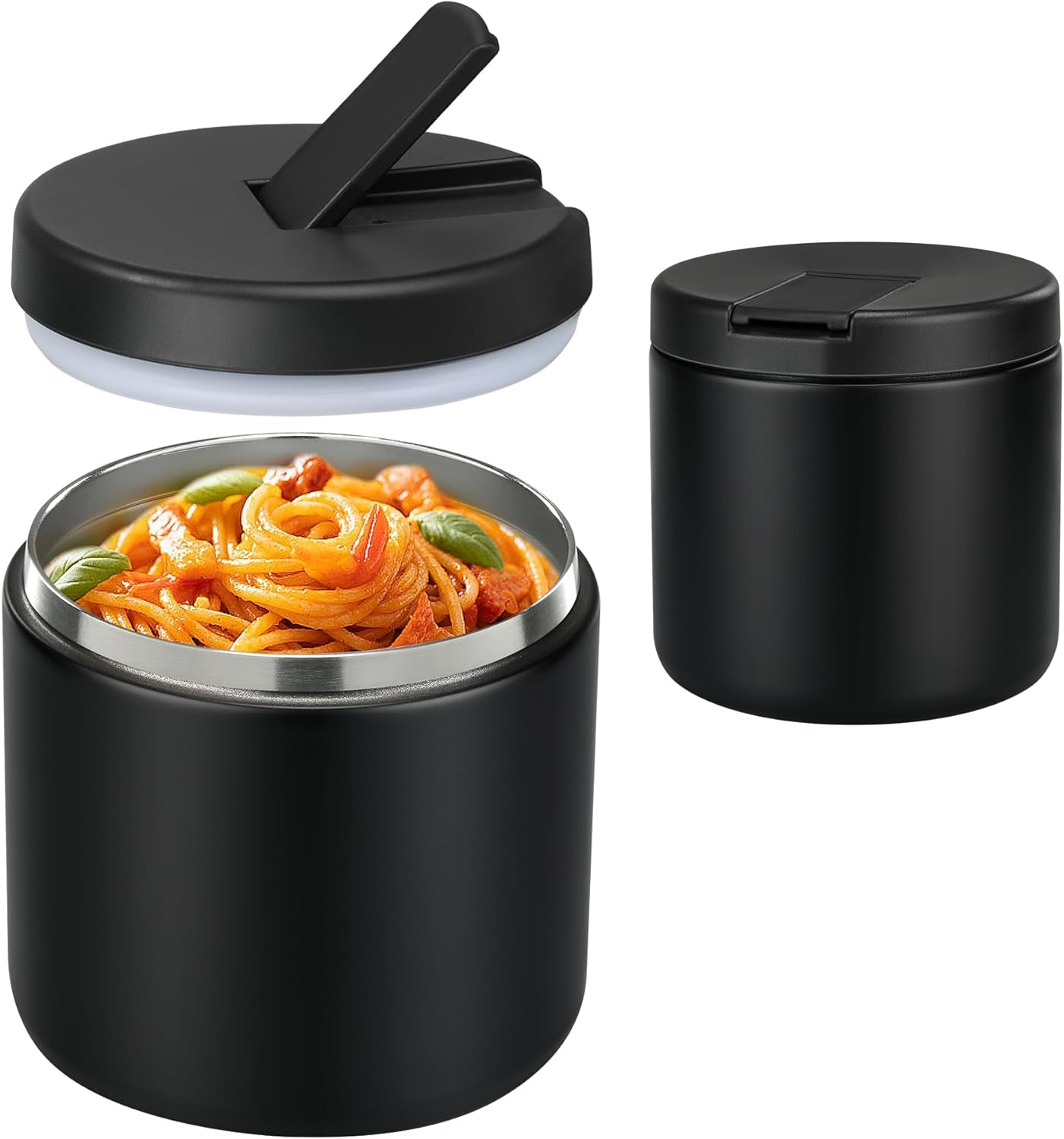 19 oz or 12 oz Insulated Vacuum Food Jar with Buckle Lid Wide Mouth Soup Thermo. Leakproof, Stainless Steel Container