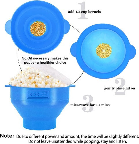 Collapsible Silicone Popcorn Popper – 2.5-Quart Microwave Bowl