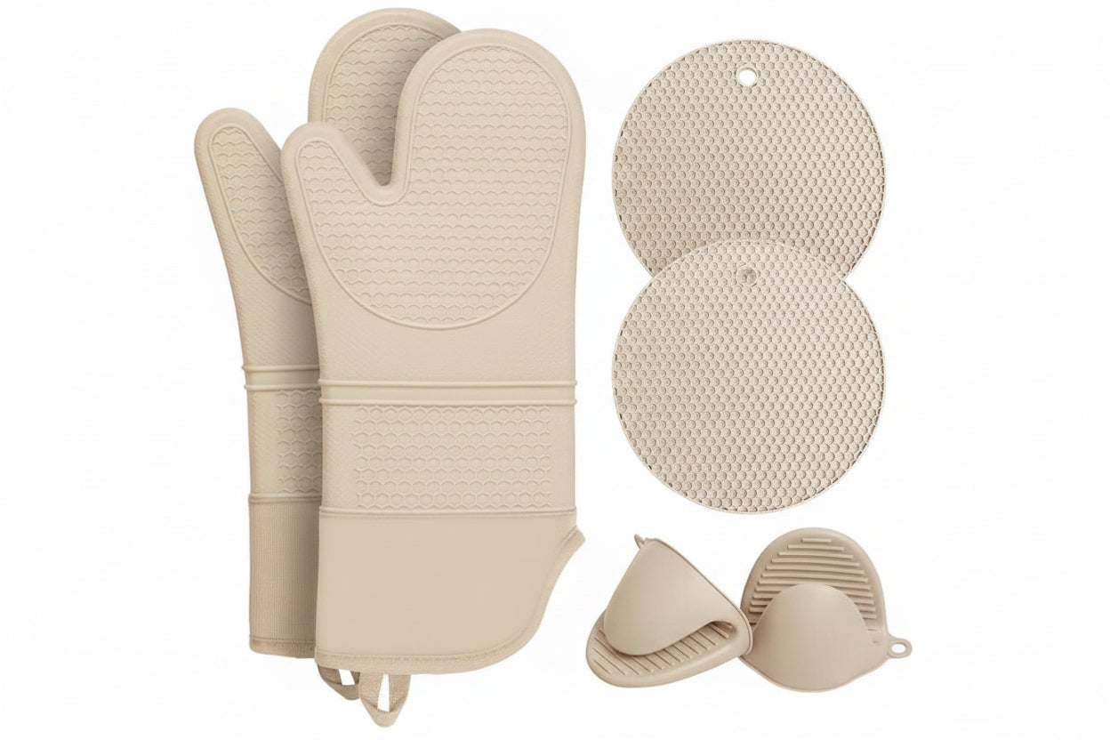 6-Piece Silicone Oven Mitts, Pot Holders & Trivets Set | 500°F Heat Resistant