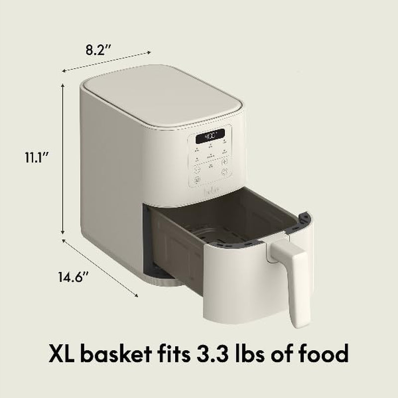 Premium 4 Qt Slim Air Fryer with Ceramic Nonstick Basket | Compact Space-Saving Air Fryer for Small Kitchens