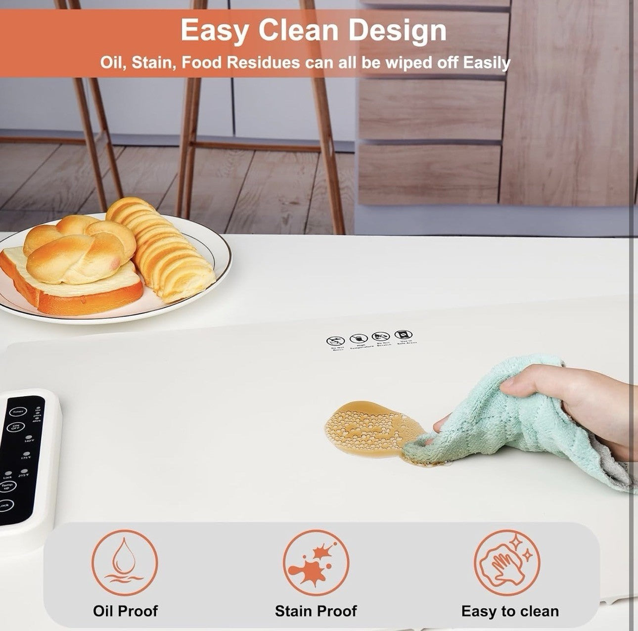 Electric Food Warming Mat with Timer & Temperature Control.