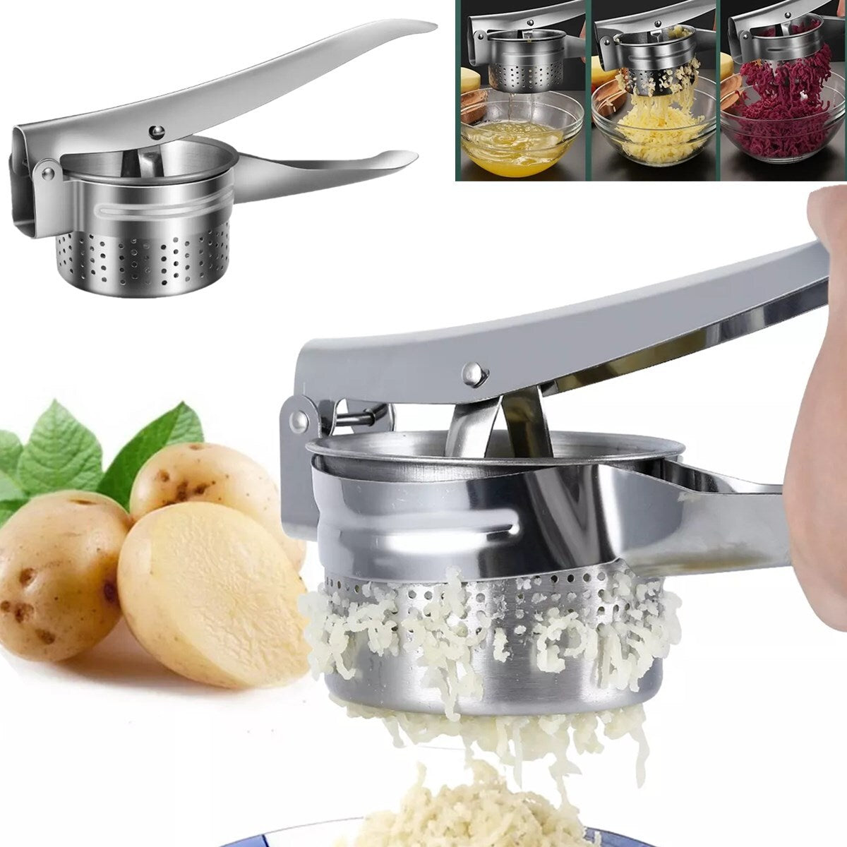 Stainless Steel Potato Ricer & Masher Press – 420 ml