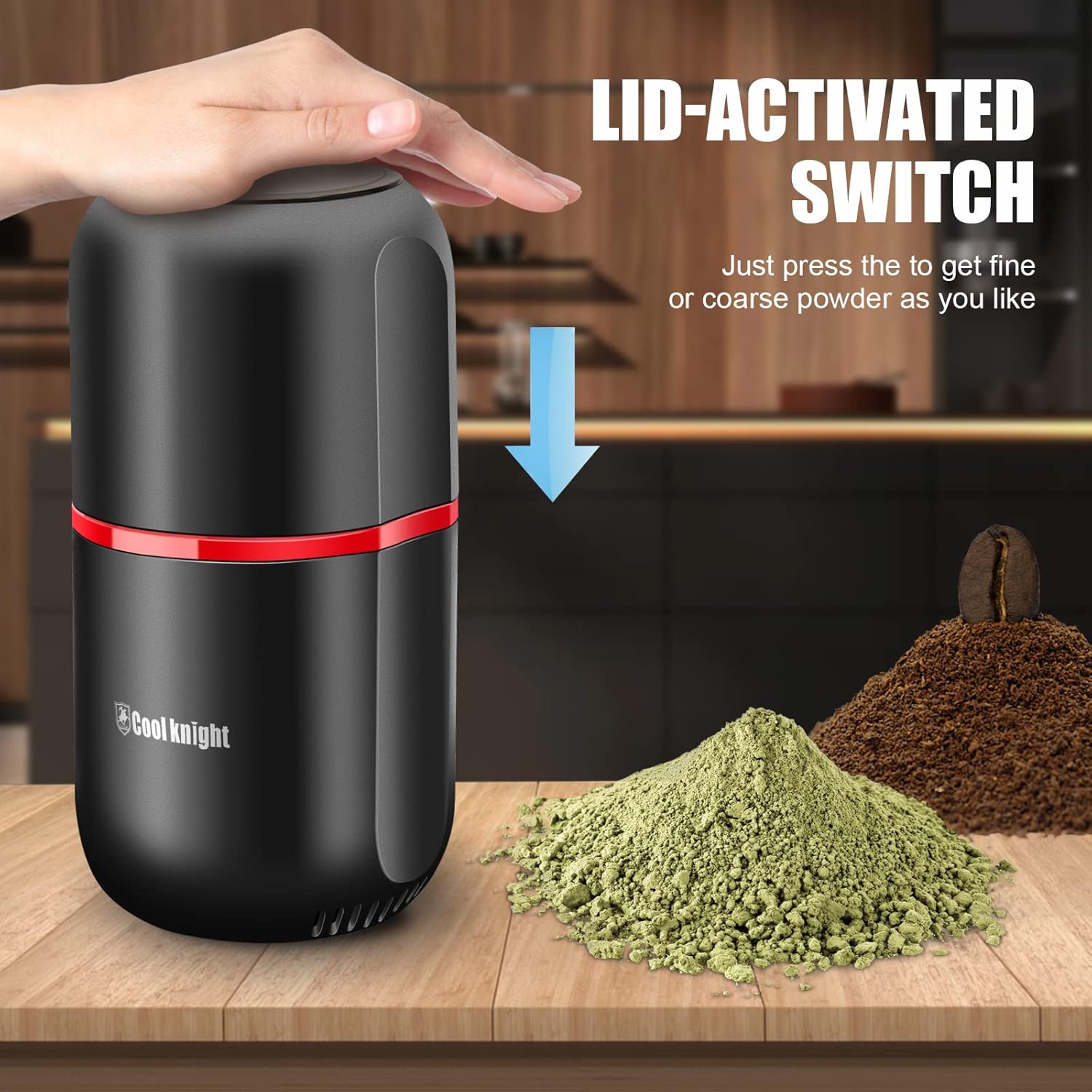 Large Capacity Electric Herb, Spice, & Coffee Grinder with Pollen Catcher 