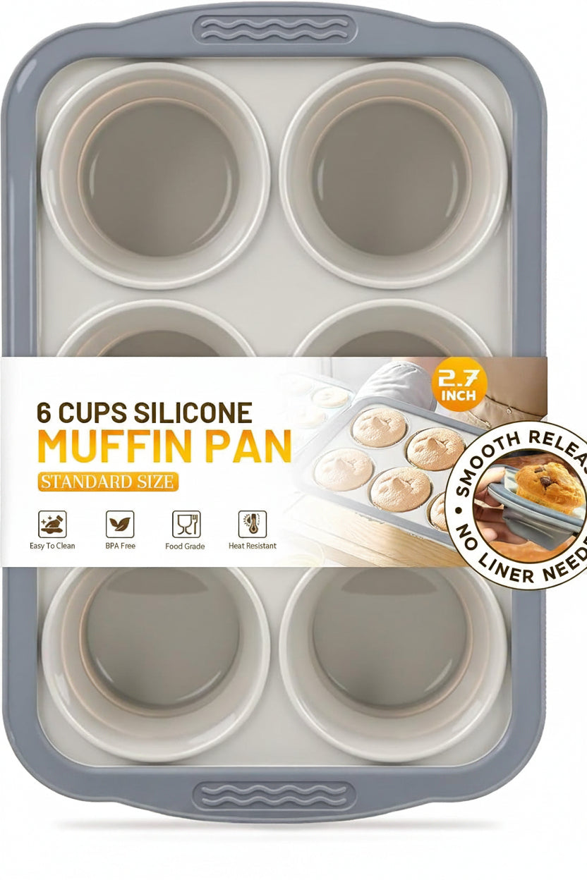 Silicone Muffin Pan with Reinforced Steel Frame | Nonstick Cupcake Pan