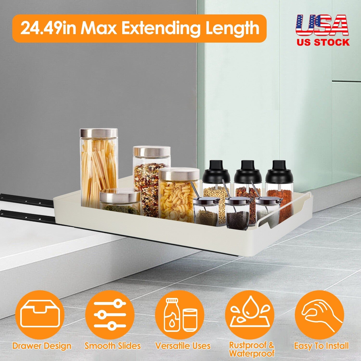 Pull Out Cabinet Organizer – Sliding Kitchen Cabinet Storage Shelf for Under Sink & Pantry Organization