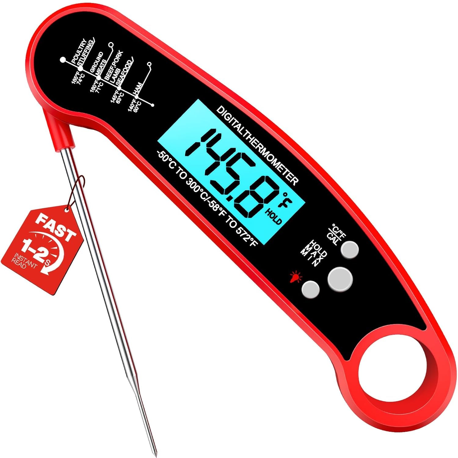 Instant Read Digital Meat Thermometer – IP67 Waterproof Cooking & Grill Thermometer