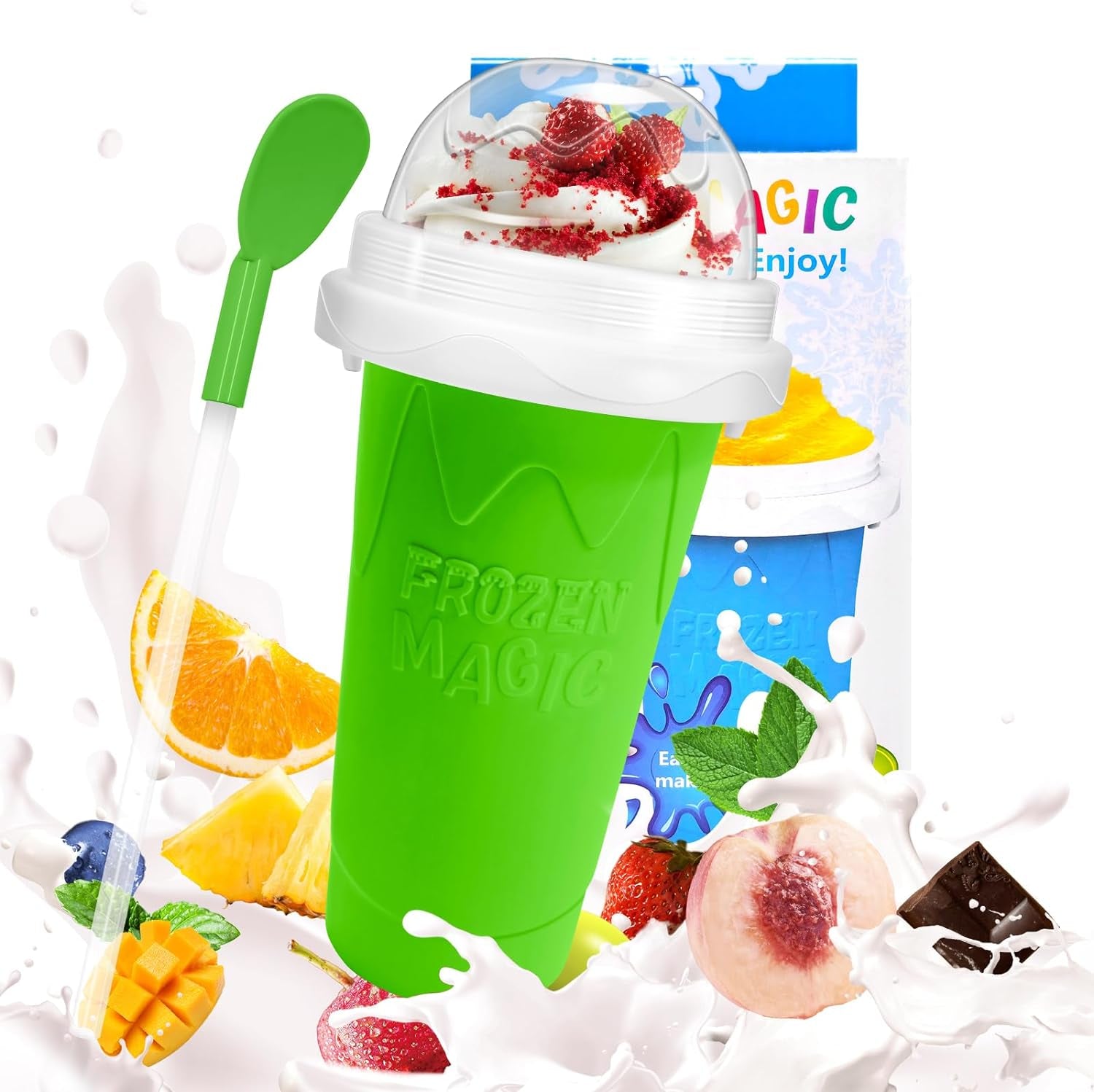 Magic Slushy & Smoothie  Maker Cup with Lid & Straw 