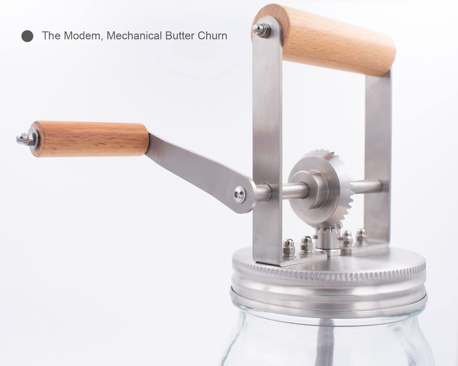 Manual Butter Churner with 32oz Glass Jar | Hand Crank Butter Maker