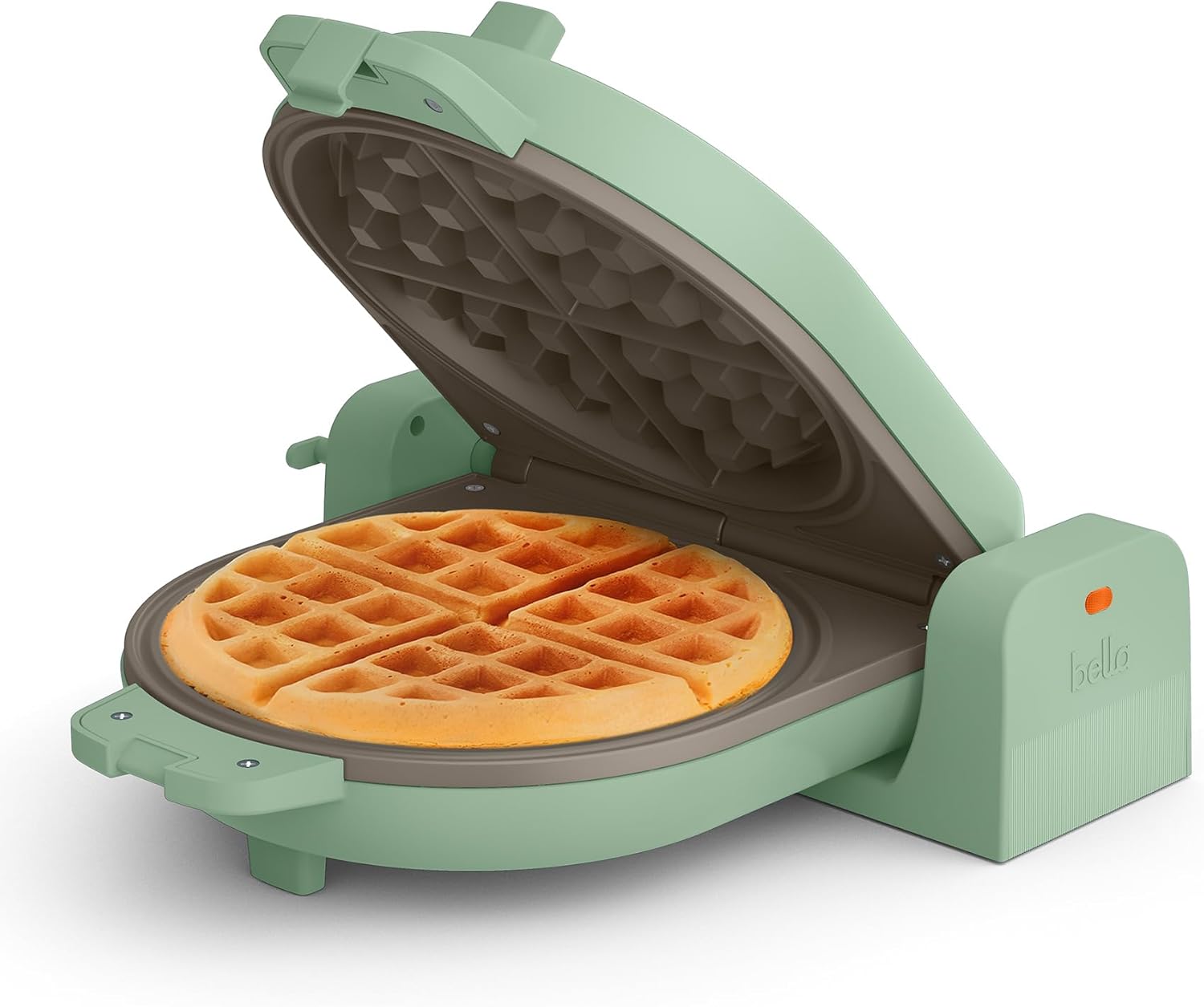 Flip-N-Store Waffle Maker with Evergood™ Ceramic Nonstick Coating, Fits-Anywhere™ Kitchenware, Power Indicator Light, Cool Touch Handle & Cord Wrap, 7” Wide & 1" Deep Plates, 1000 Watt, Oatmilk