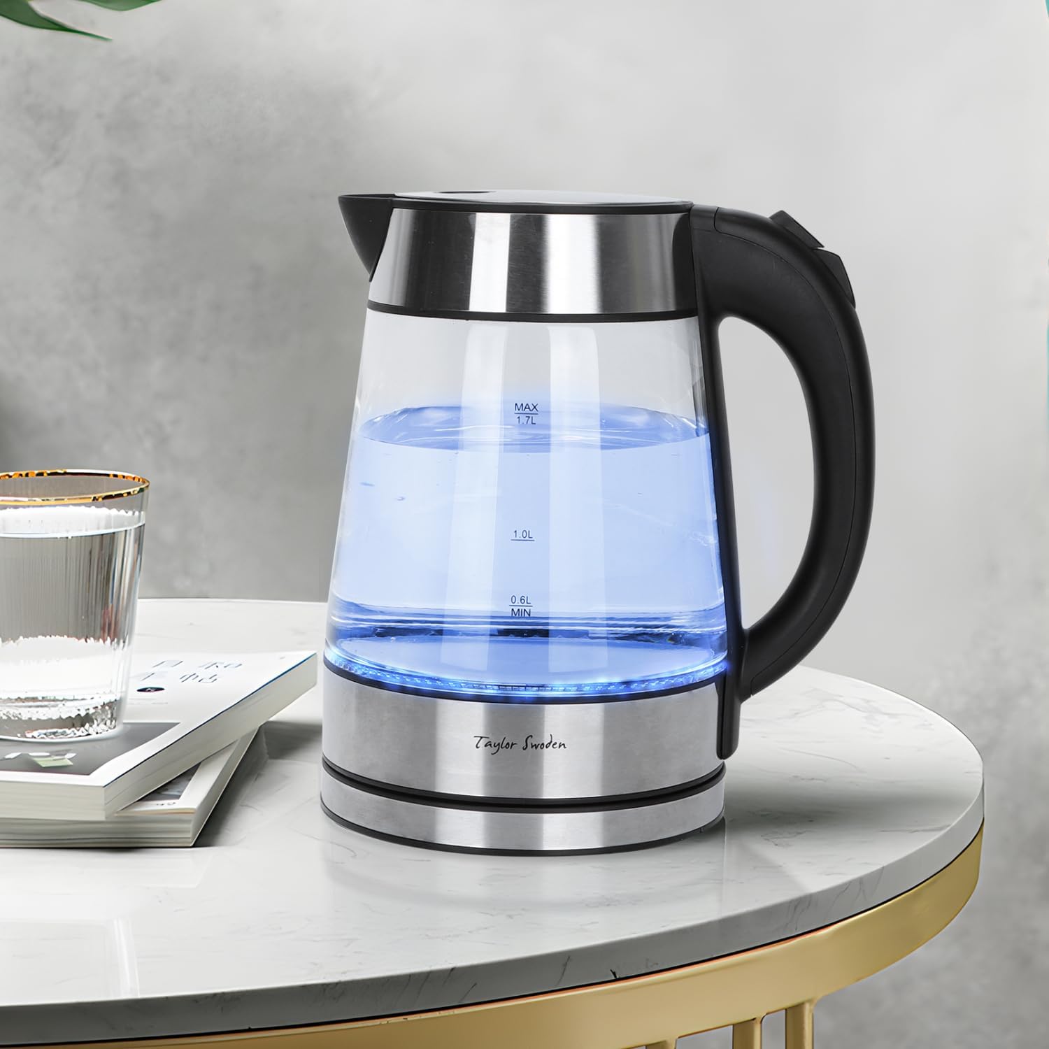 Glass Hot Water Kettle Electric for Tea and Coffee 1.7 Liter Fast Boiling Electric Kettle Cordless Water Boiler with Auto Shutoff & Boil Dry Protection