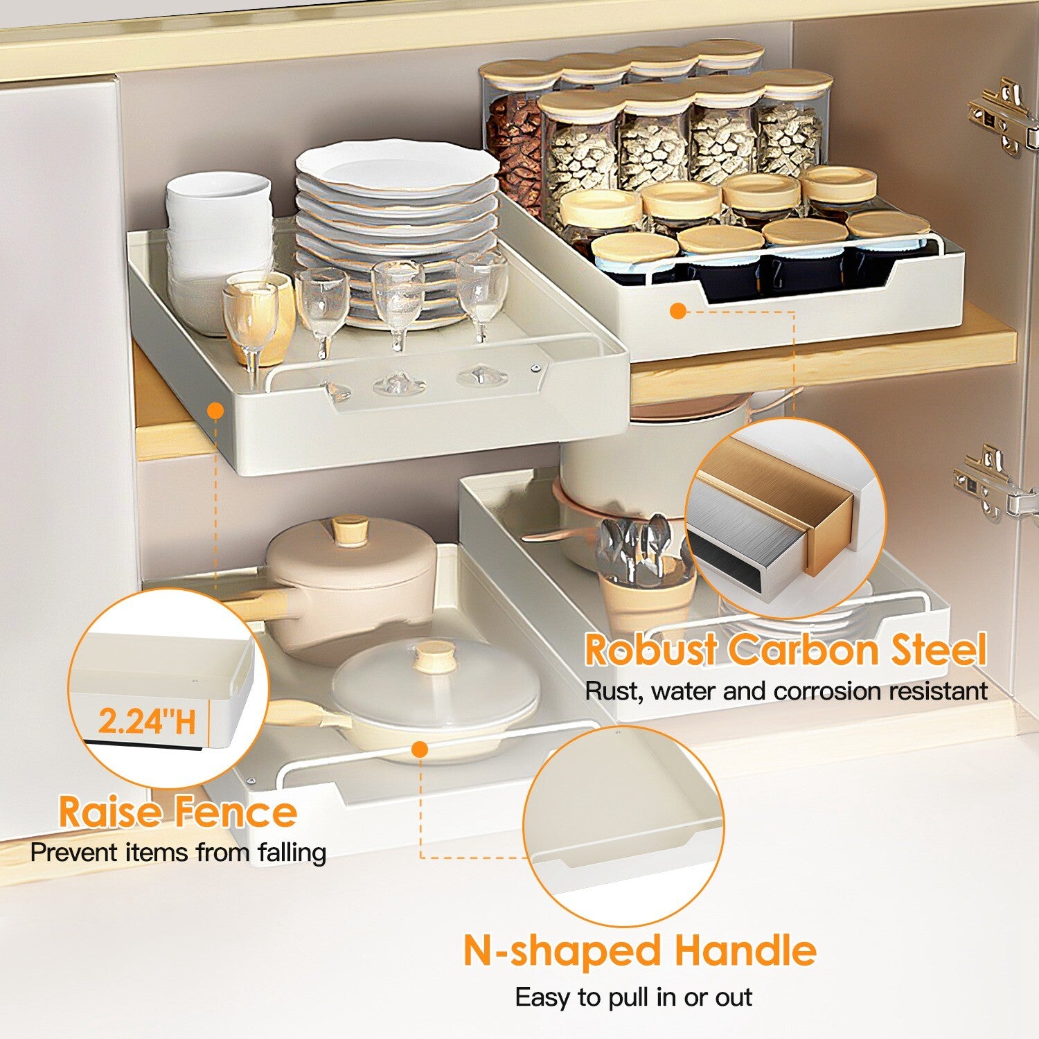 Pull Out Cabinet Organizer – Sliding Kitchen Cabinet Storage Shelf for Under Sink & Pantry Organization