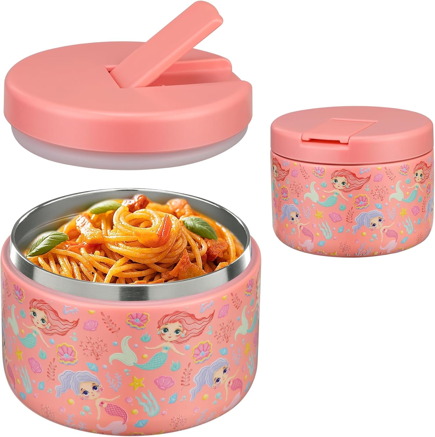 19 oz or 12 oz Insulated Vacuum Food Jar with Buckle Lid Wide Mouth Soup Thermo. Leakproof, Stainless Steel Container