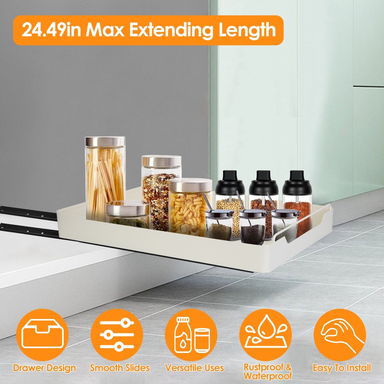 Pull Out Cabinet Organizer – Sliding Kitchen Cabinet Storage Shelf for Under Sink & Pantry Organization