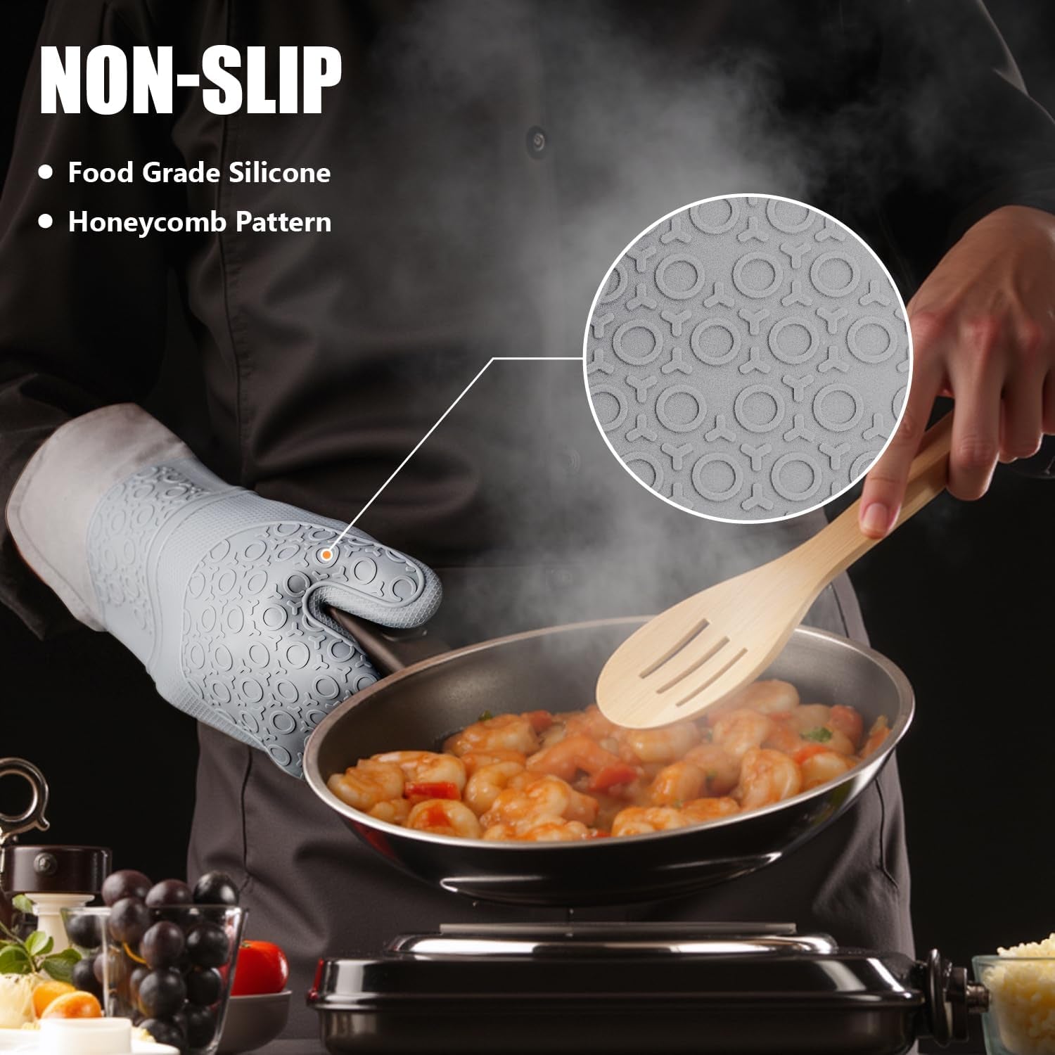 6-Piece Silicone Oven Mitts, Pot Holders & Trivets Set | 500°F Heat Resistant