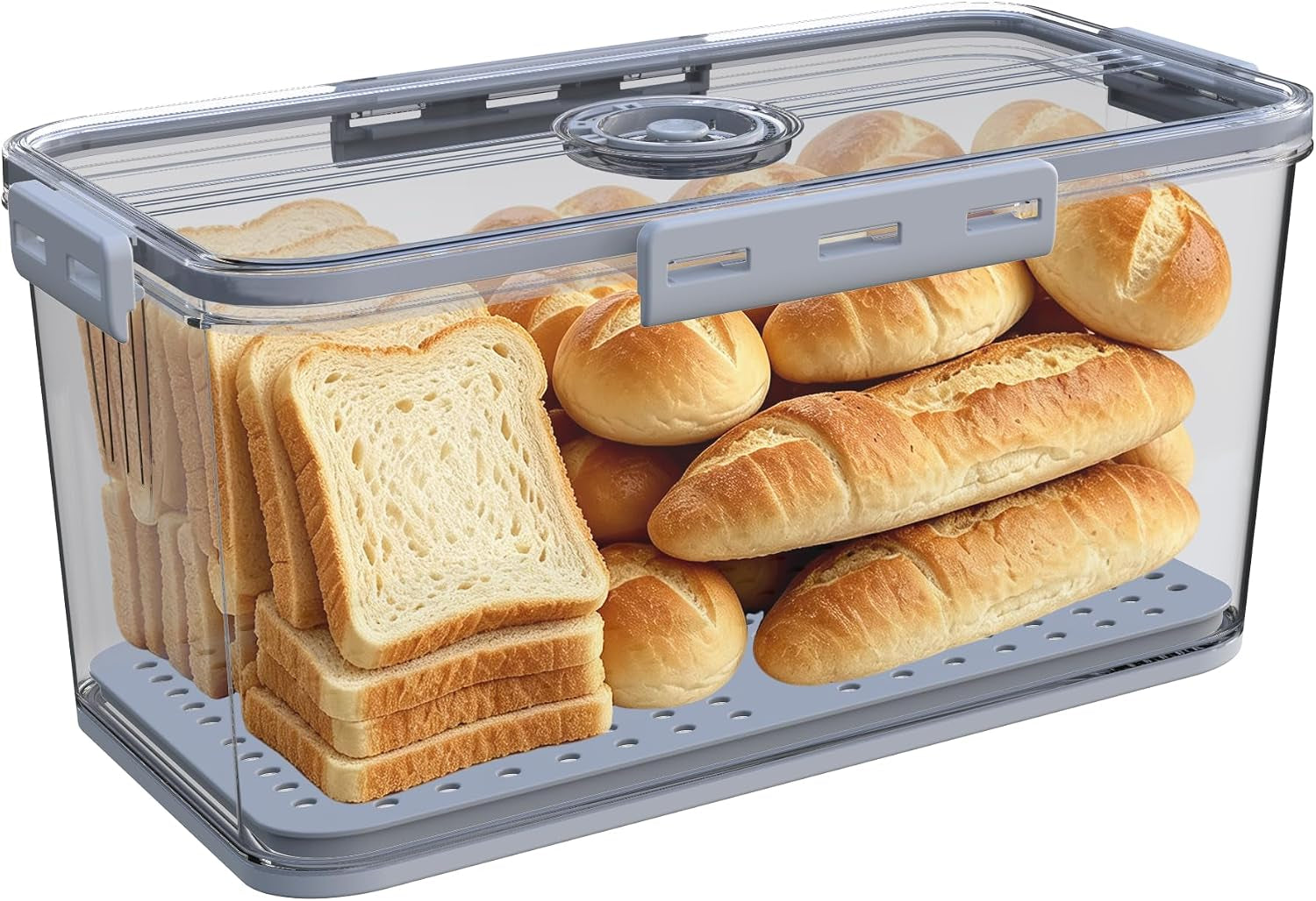 Clear Airtight Bread Box with Freshness Date Dial