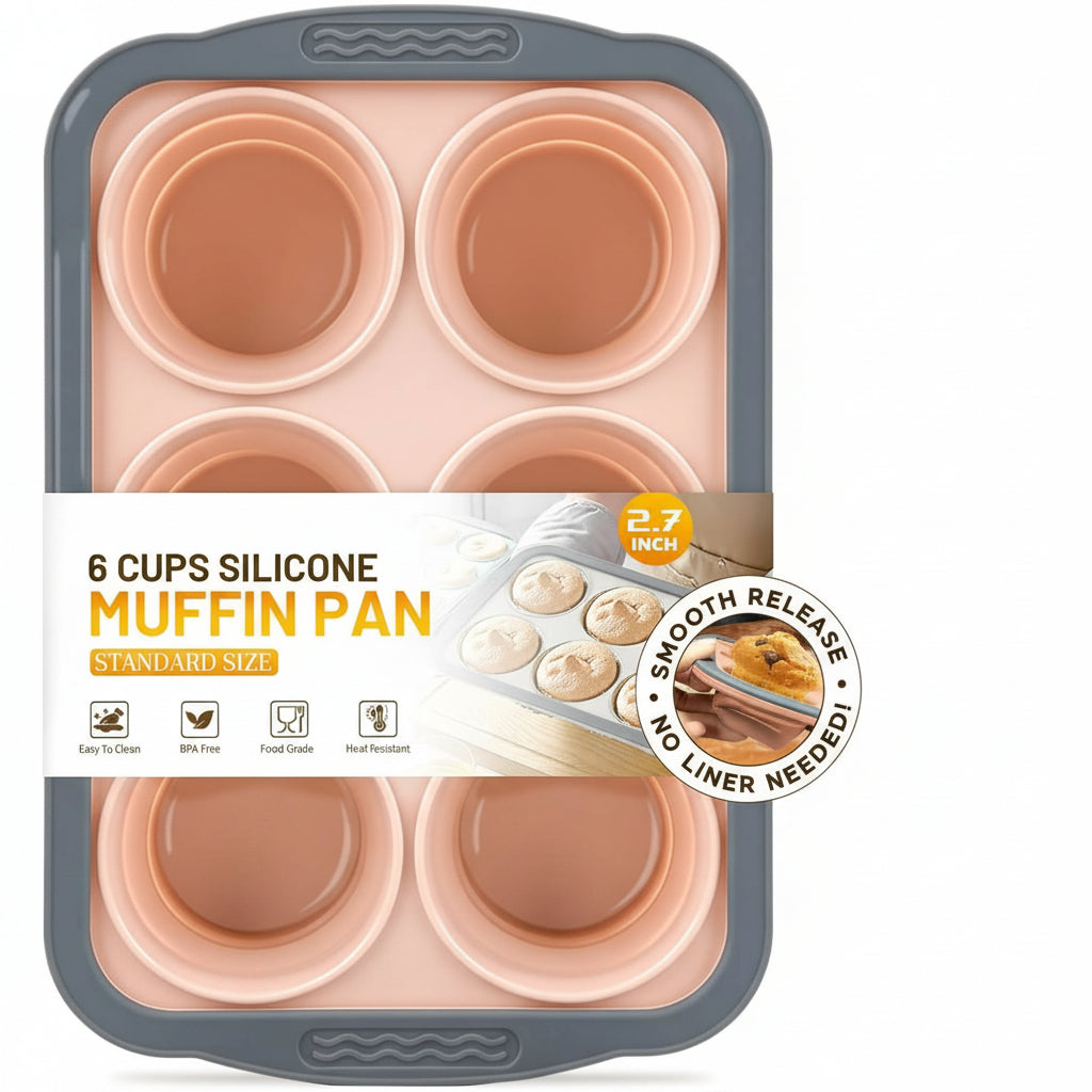 Silicone Muffin Pan with Reinforced Steel Frame | Nonstick Cupcake Pan