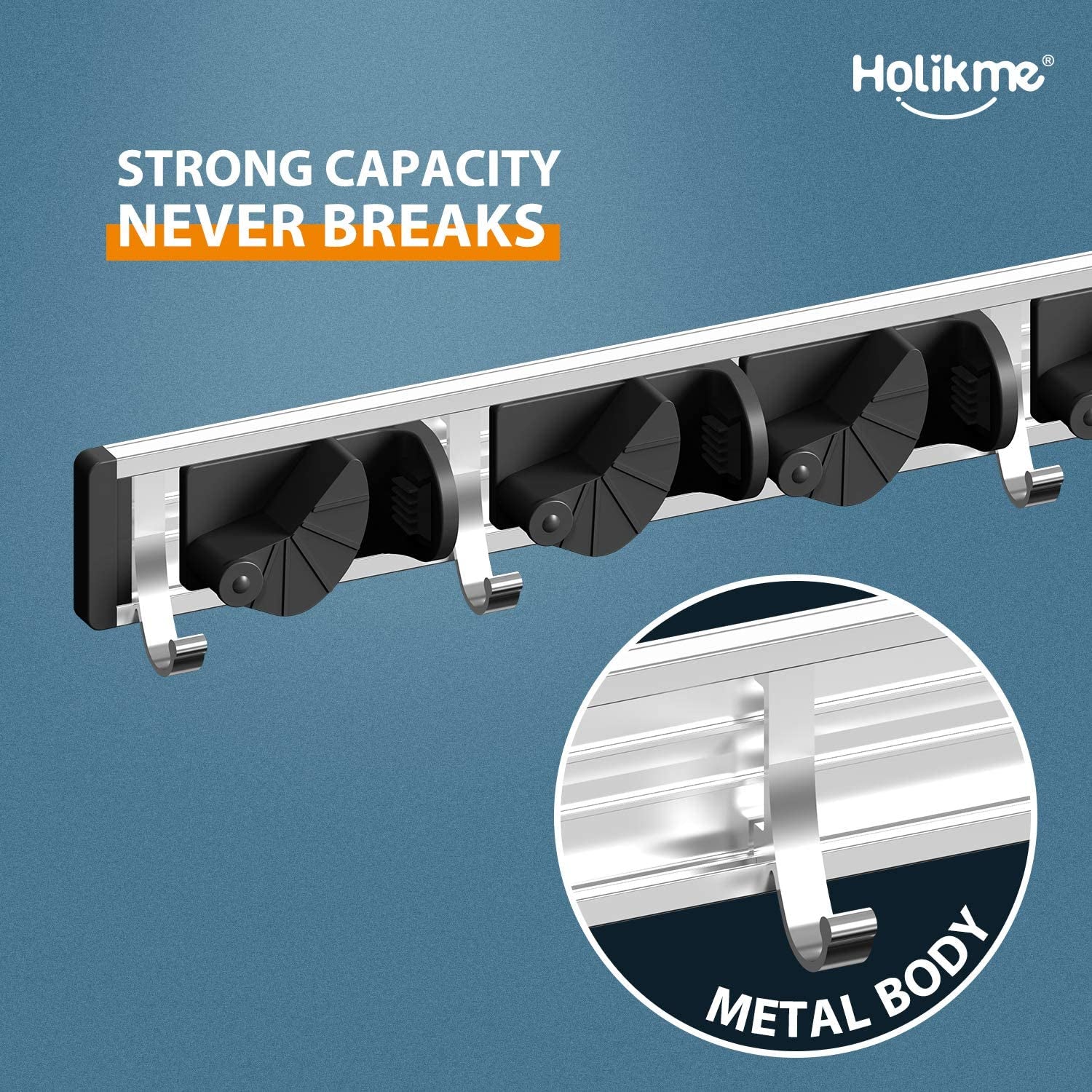 Wall Mount Mop, Broom Holder, Metal Pantry Organization and Storage