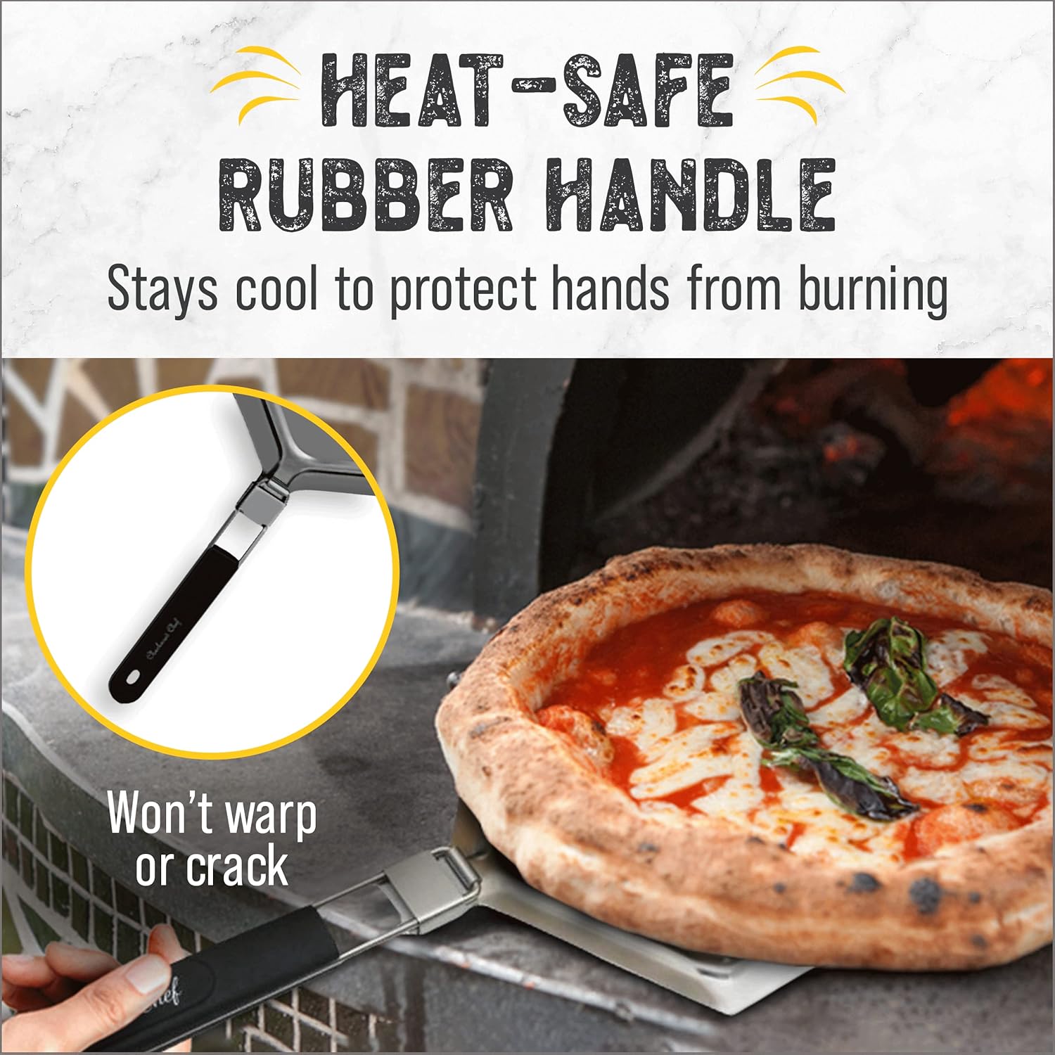 Pizza Peel - Extra Large, Stainless Steel Metal Pizza Paddle with Folding Handle
