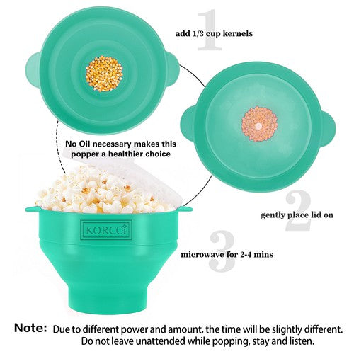 Collapsible Silicone Popcorn Popper – 2.5-Quart Microwave Bowl
