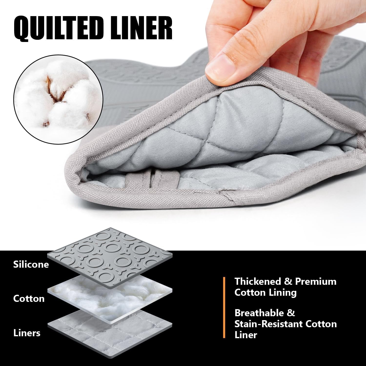 6-Piece Silicone Oven Mitts, Pot Holders & Trivets Set | 500°F Heat Resistant