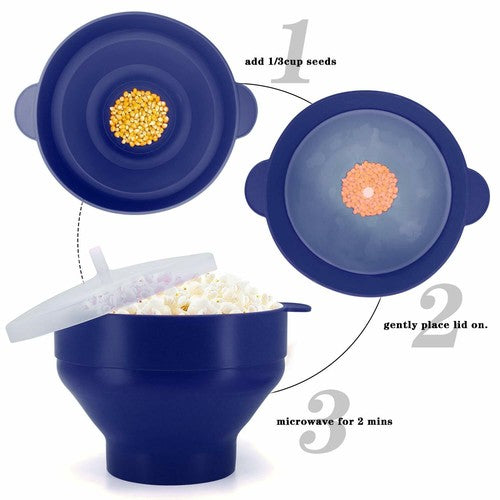 Collapsible Silicone Popcorn Popper – 2.5-Quart Microwave Bowl