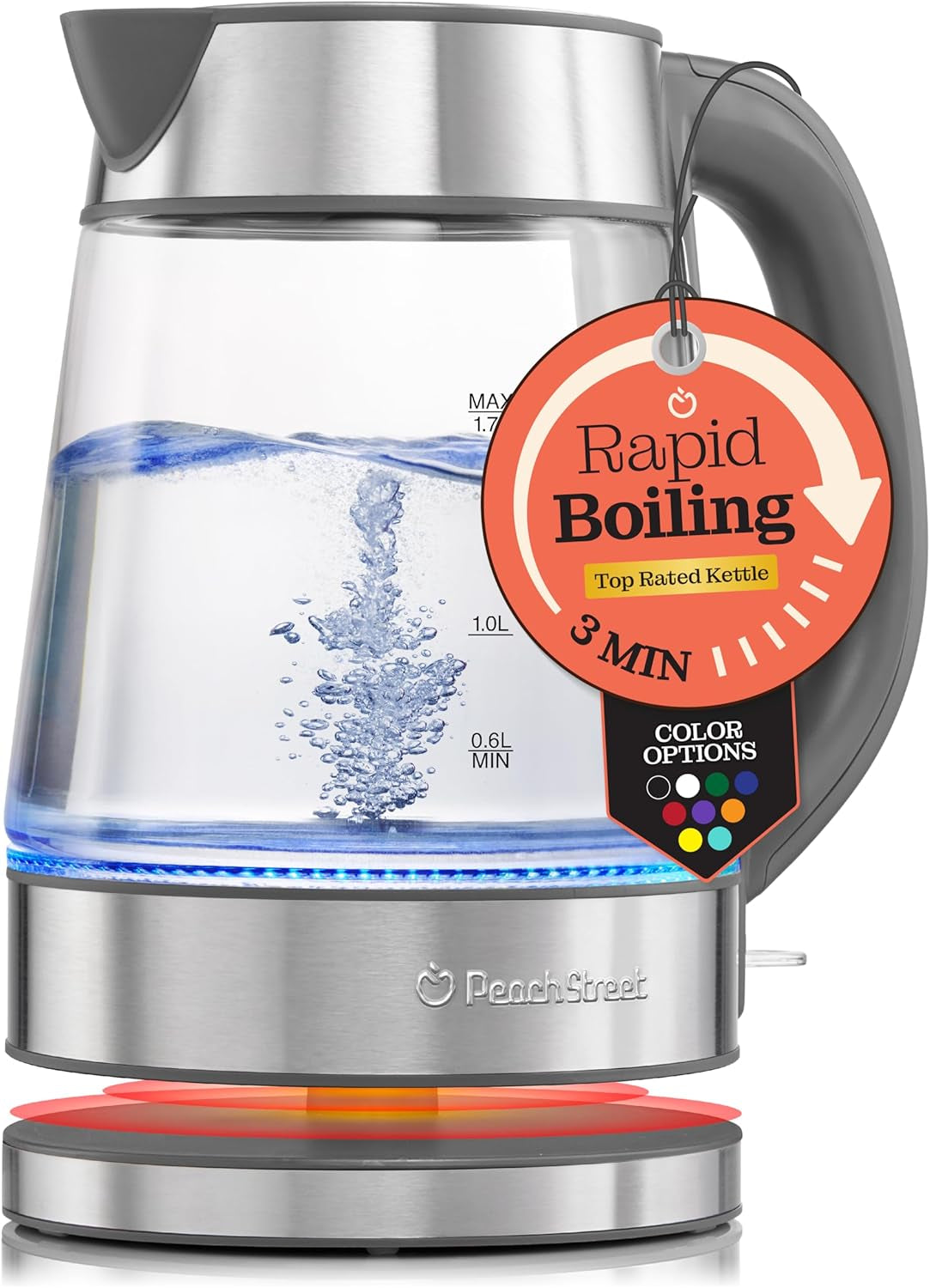 Speed-Boil Electric Kettle for Coffee & Tea - 1.7L Water Boiler 1500W