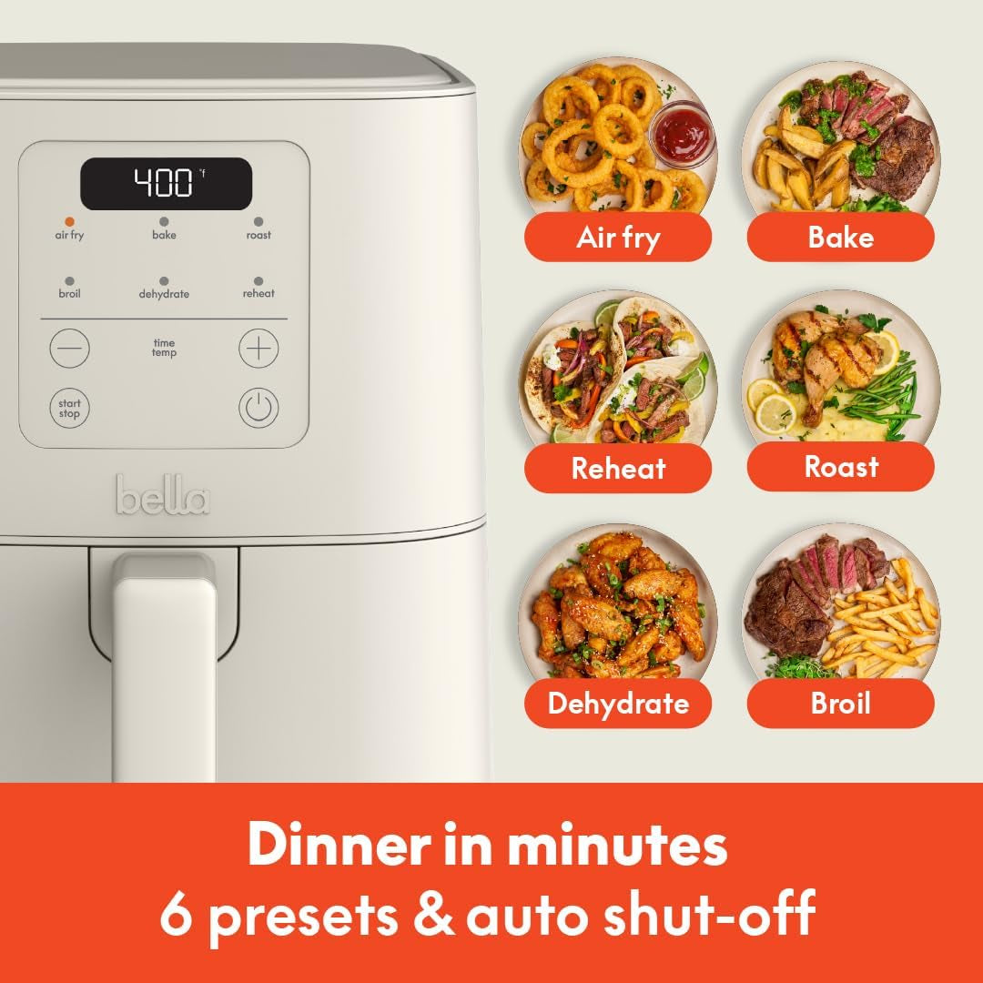Premium 4 Qt Slim Air Fryer with Ceramic Nonstick Basket | Compact Space-Saving Air Fryer for Small Kitchens