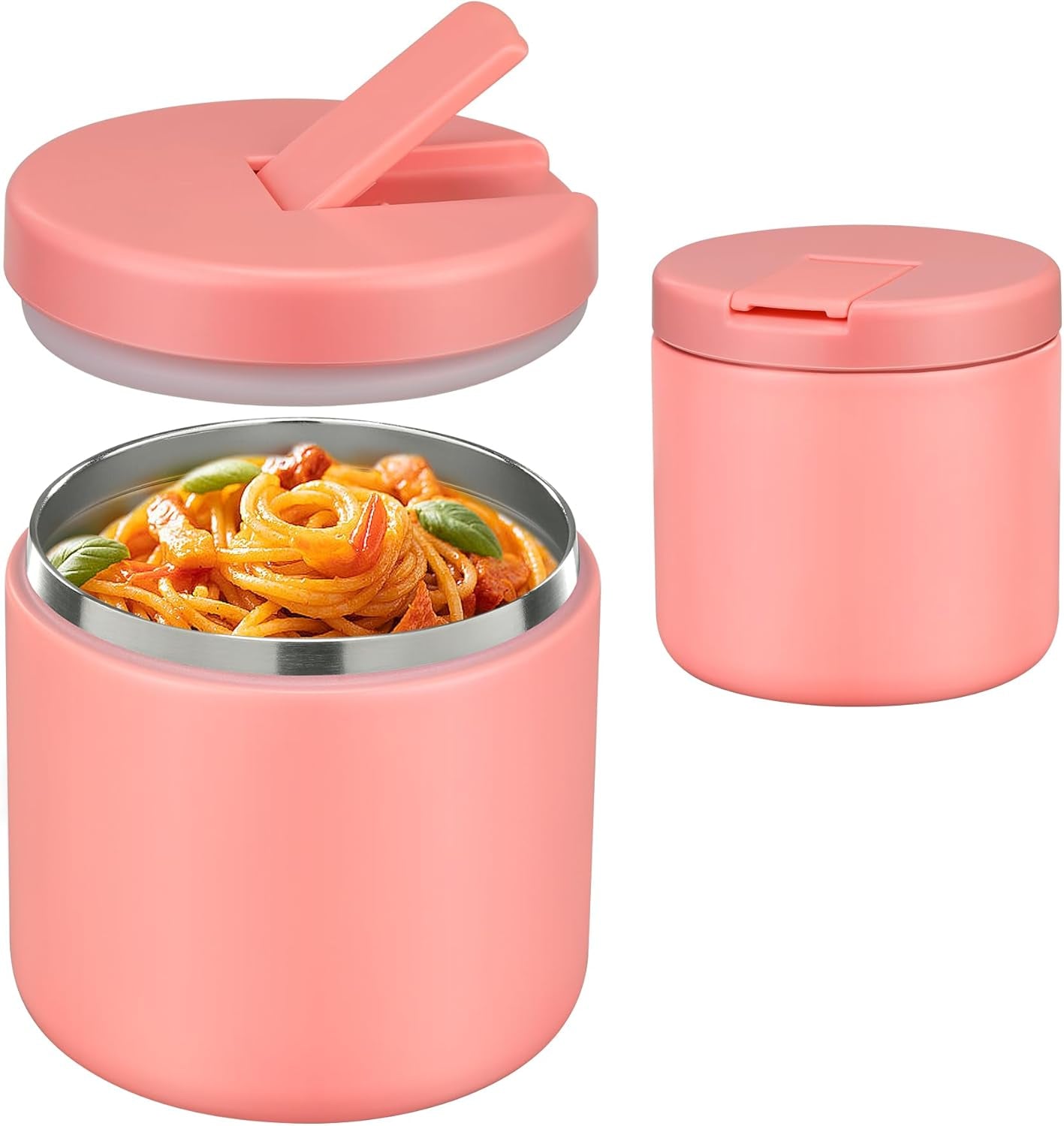 19 oz or 12 oz Insulated Vacuum Food Jar with Buckle Lid Wide Mouth Soup Thermo. Leakproof, Stainless Steel Container