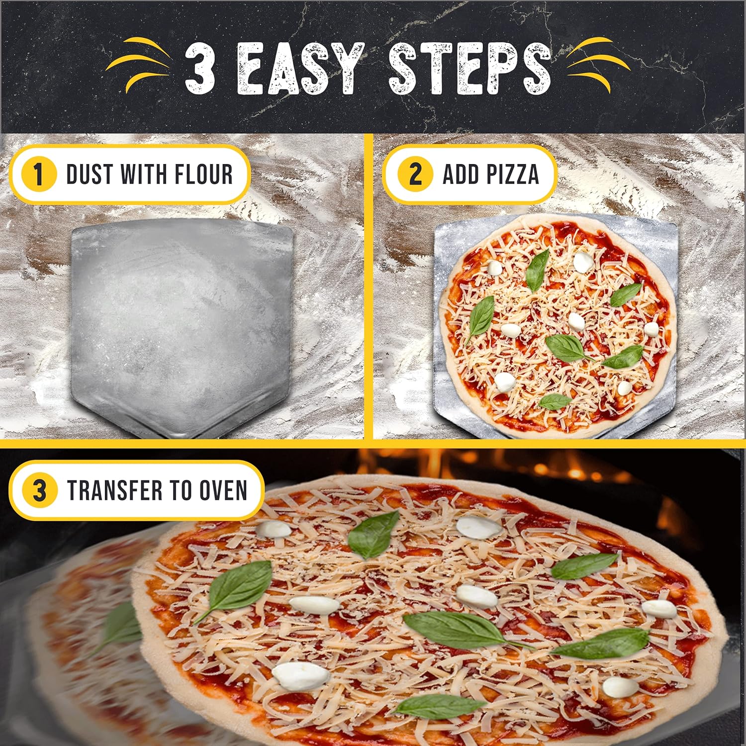 Pizza Peel - Extra Large, Stainless Steel Metal Pizza Paddle with Folding Handle