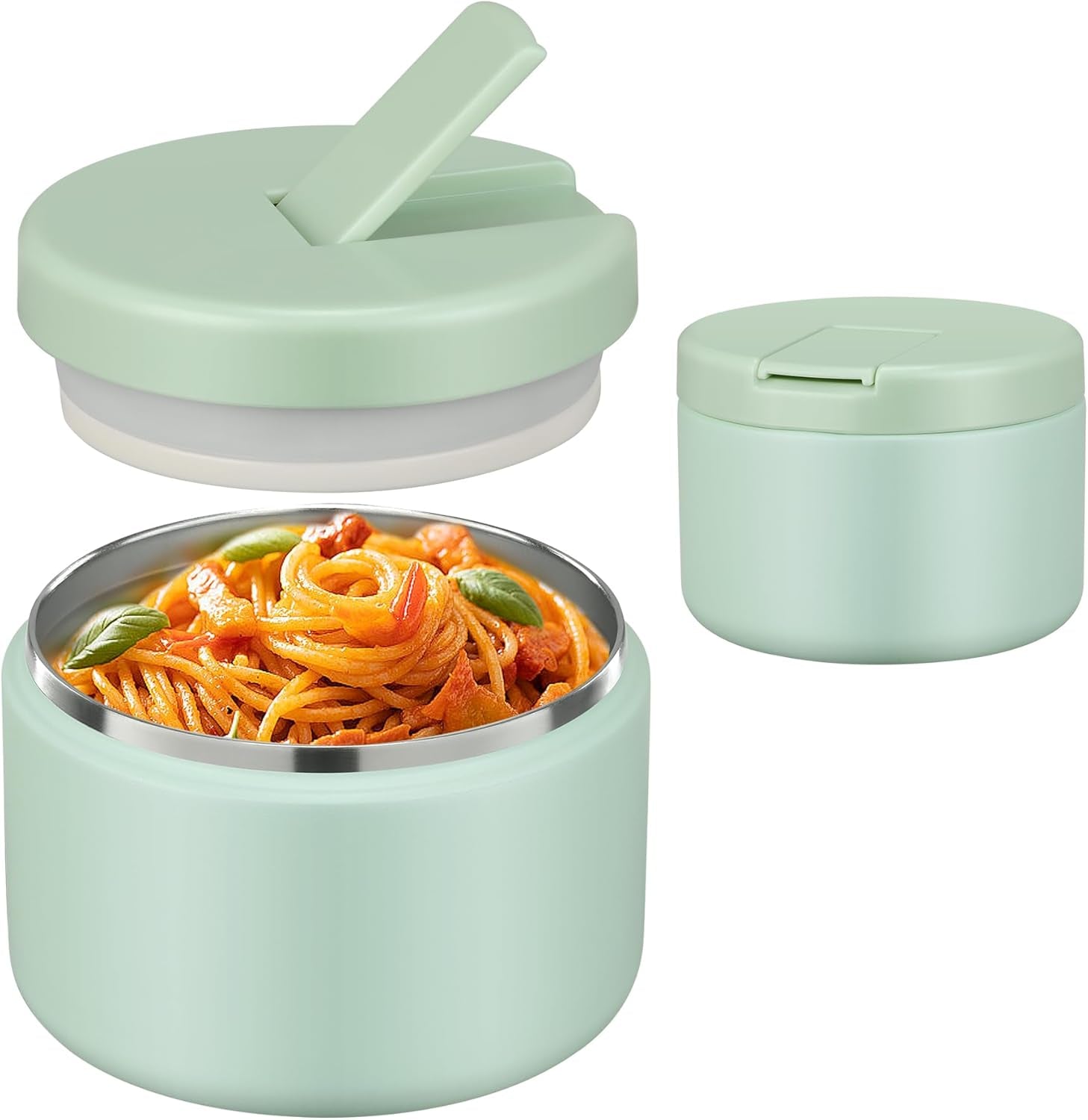19 oz or 12 oz Insulated Vacuum Food Jar with Buckle Lid Wide Mouth Soup Thermo. Leakproof, Stainless Steel Container