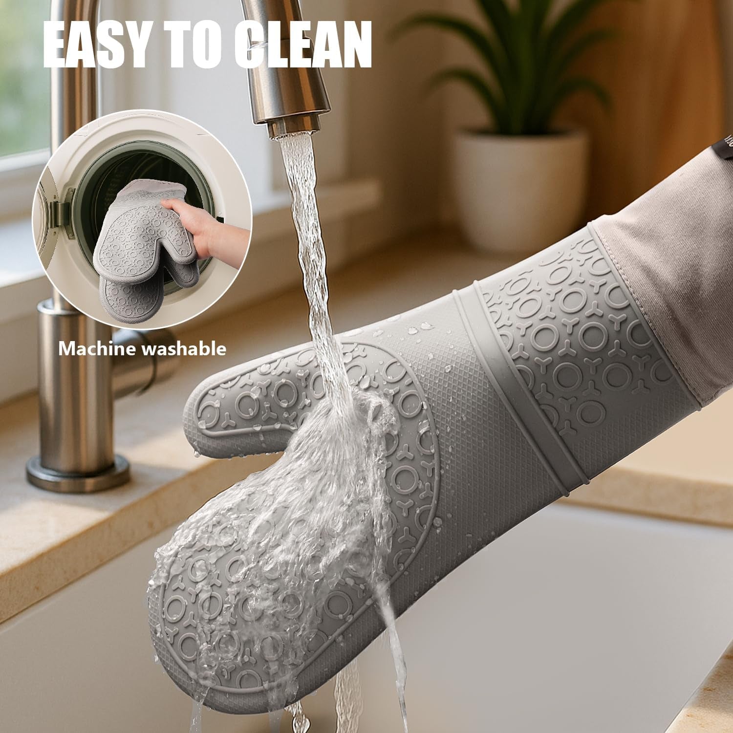 6-Piece Silicone Oven Mitts, Pot Holders & Trivets Set | 500°F Heat Resistant