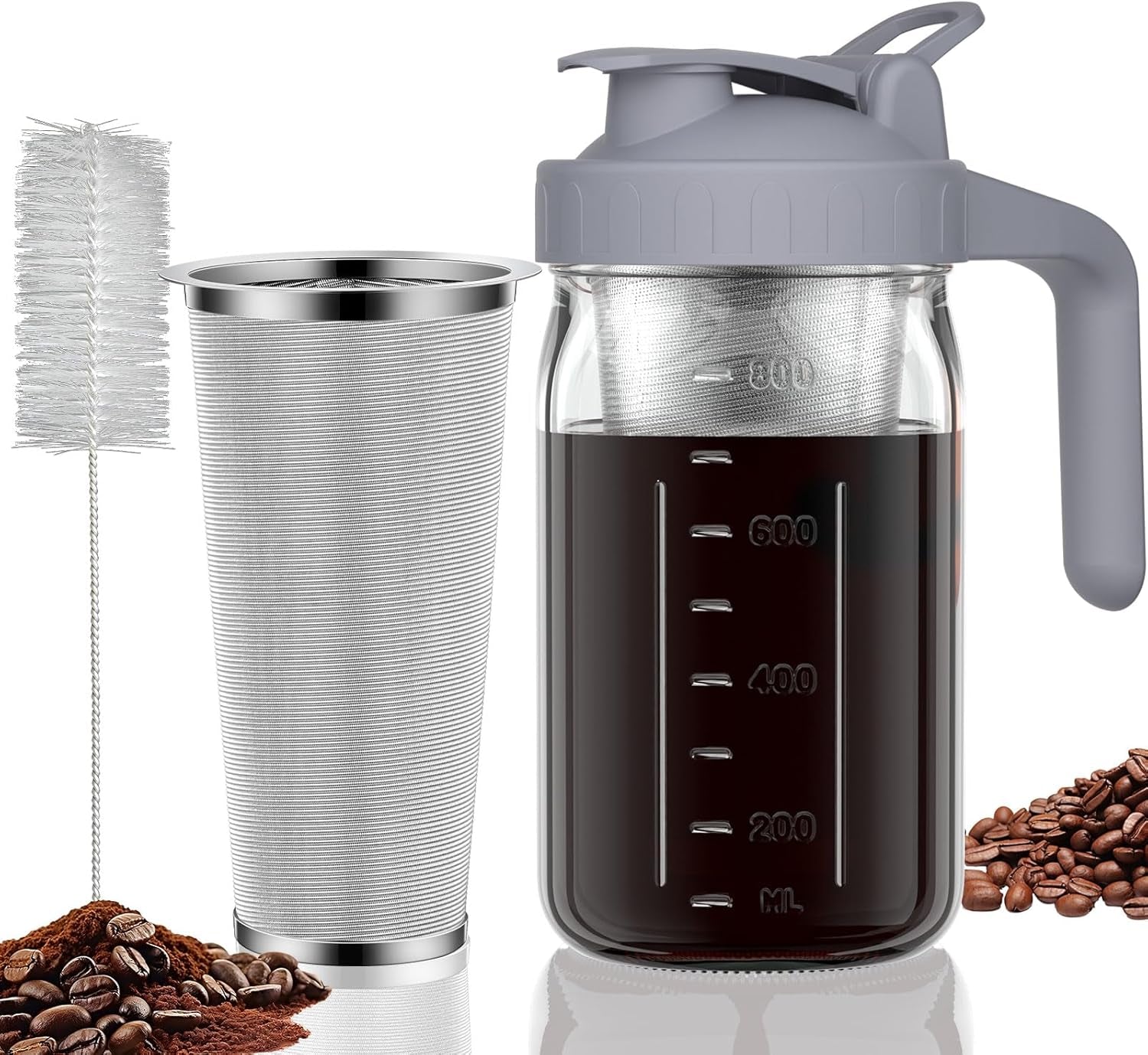 Cold Brew Coffee Maker | Mason Jar Pitcher with Stainless Steel Filter