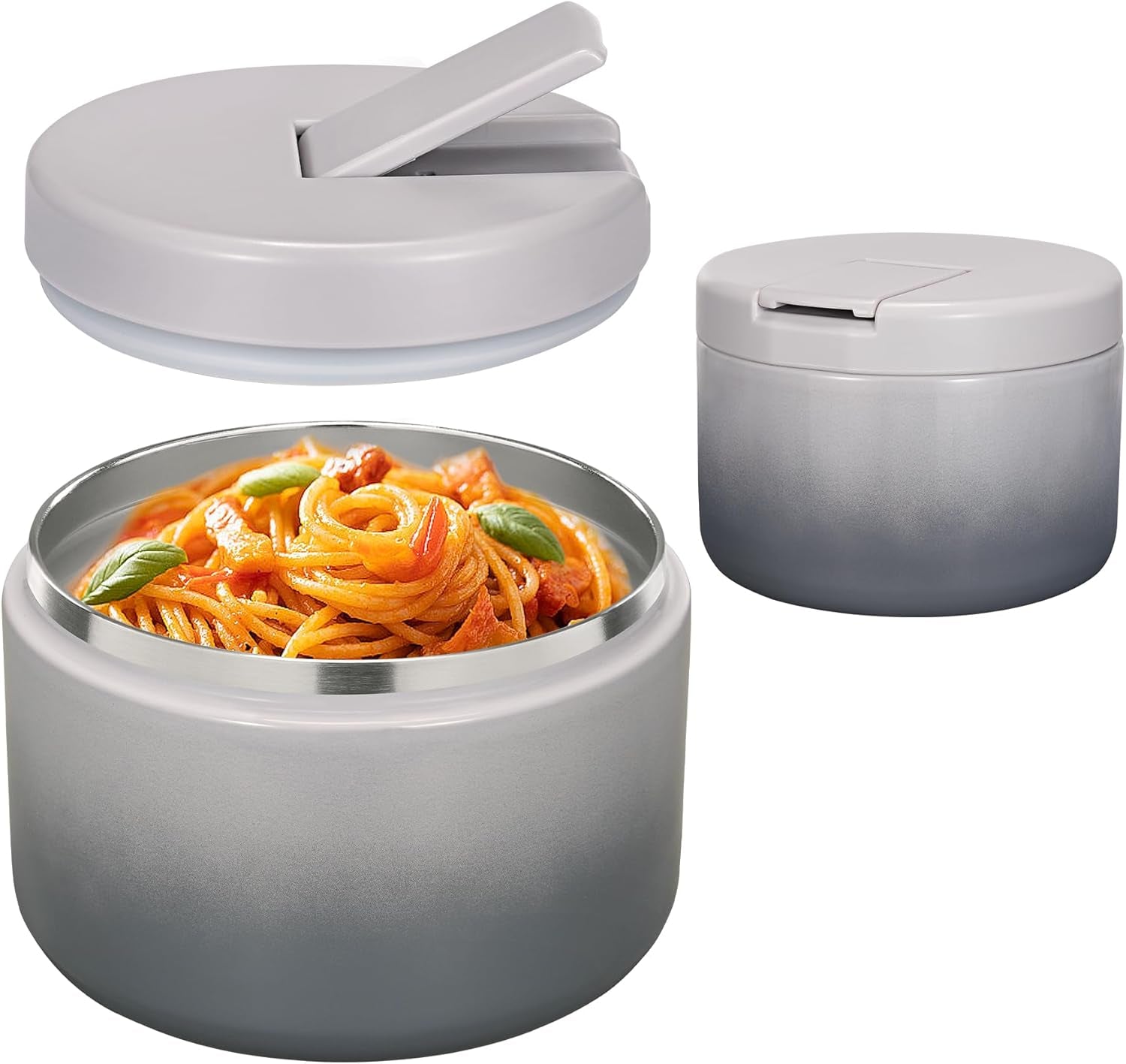 19 oz or 12 oz Insulated Vacuum Food Jar with Buckle Lid Wide Mouth Soup Thermo. Leakproof, Stainless Steel Container