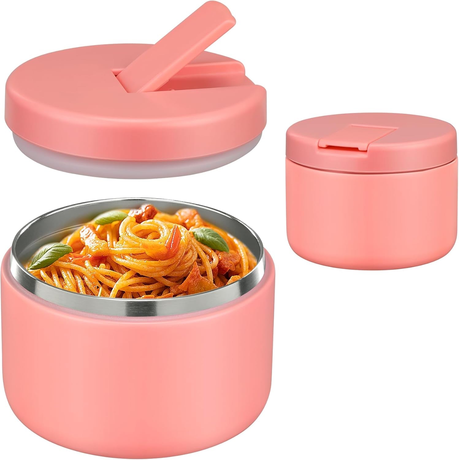 19 oz or 12 oz Insulated Vacuum Food Jar with Buckle Lid Wide Mouth Soup Thermo. Leakproof, Stainless Steel Container