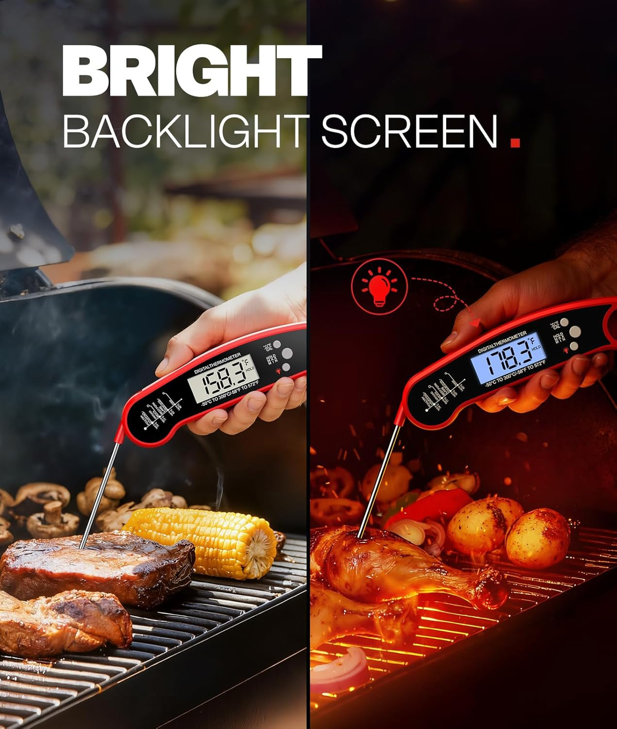 Instant Read Digital Meat Thermometer – IP67 Waterproof Cooking & Grill Thermometer