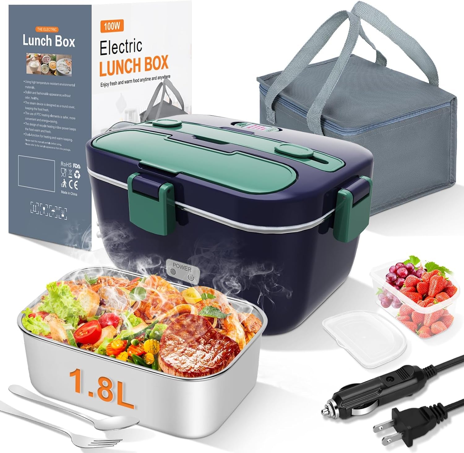 Portable Electric Heated Lunch Box – 1.8L 100W Food Warmer