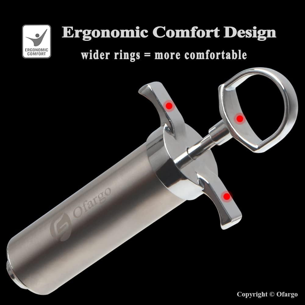 Stainless Steel Meat Injector Syringe Kit with 4 Marinade Needles 